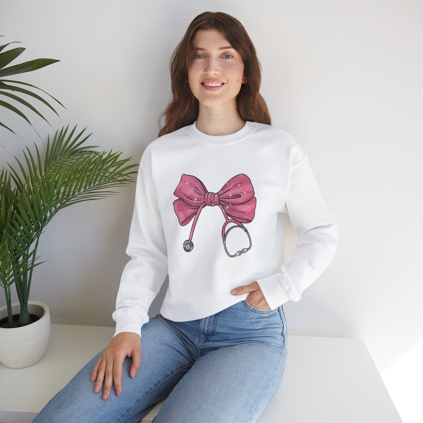 Nurse Life Crewneck Sweatshirt with Bow Design - Nefty Creations