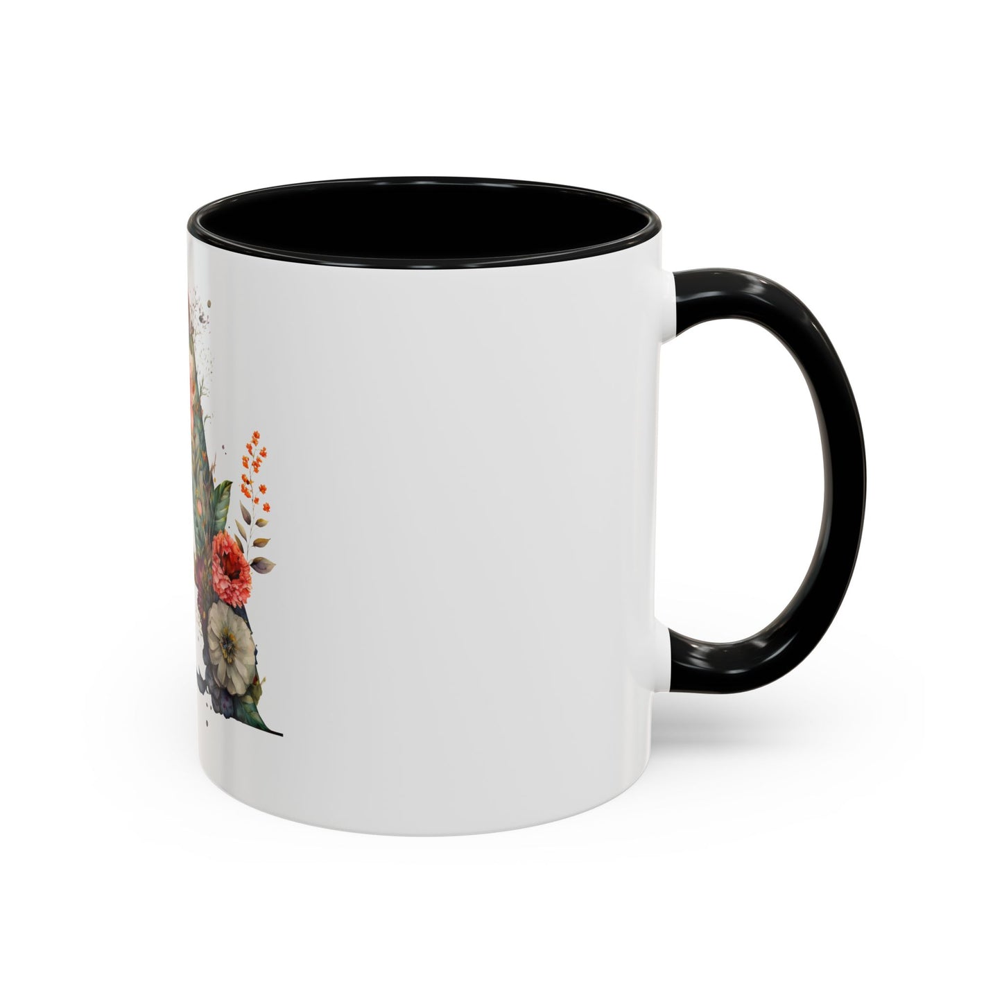 Personalized Floral Initial Coffee Mug - Custom 11/15oz Accent Mug for Gifts