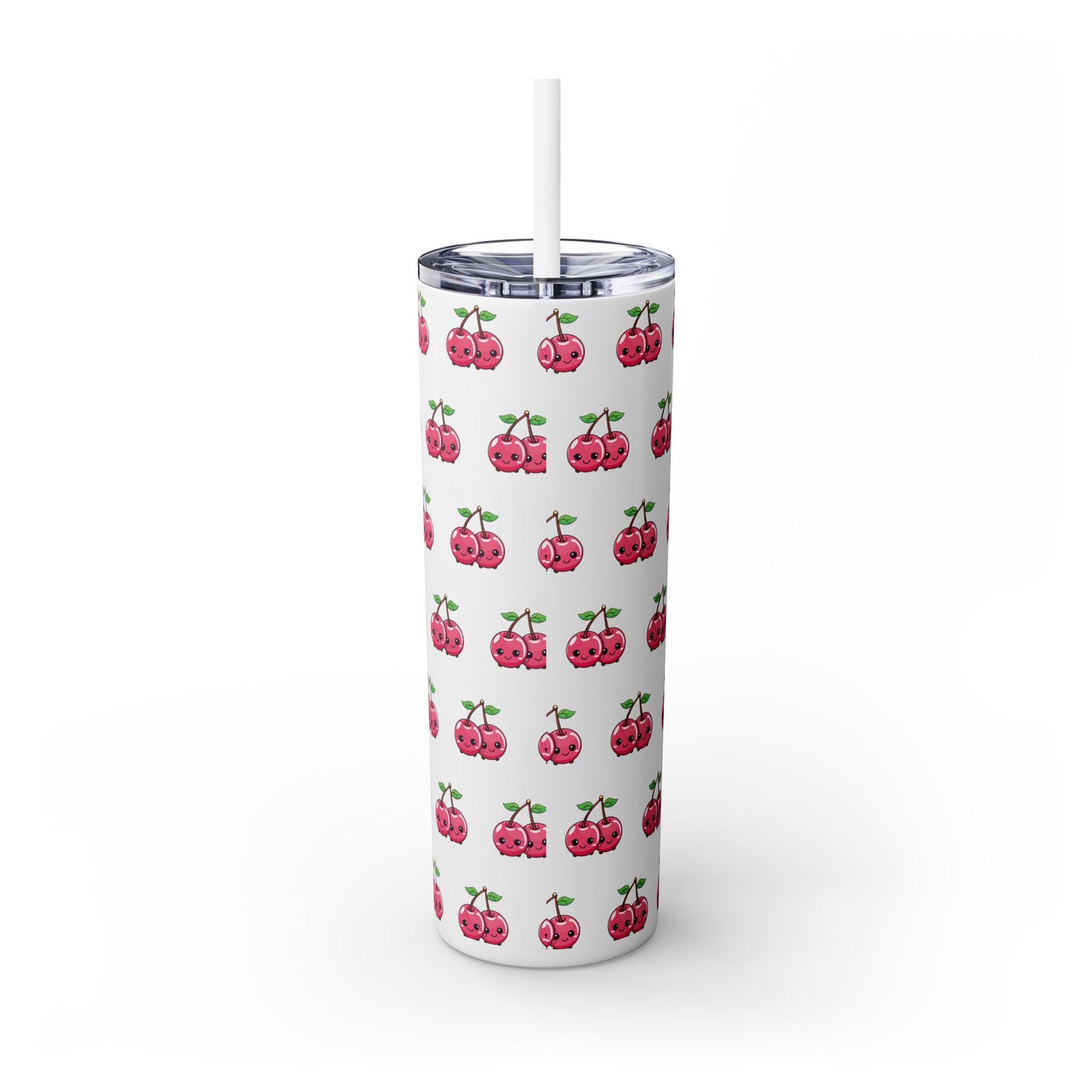 Kawaii Cherry Skinny Tumbler with Straw, 20oz| Nefty Creations - Nefty Creations