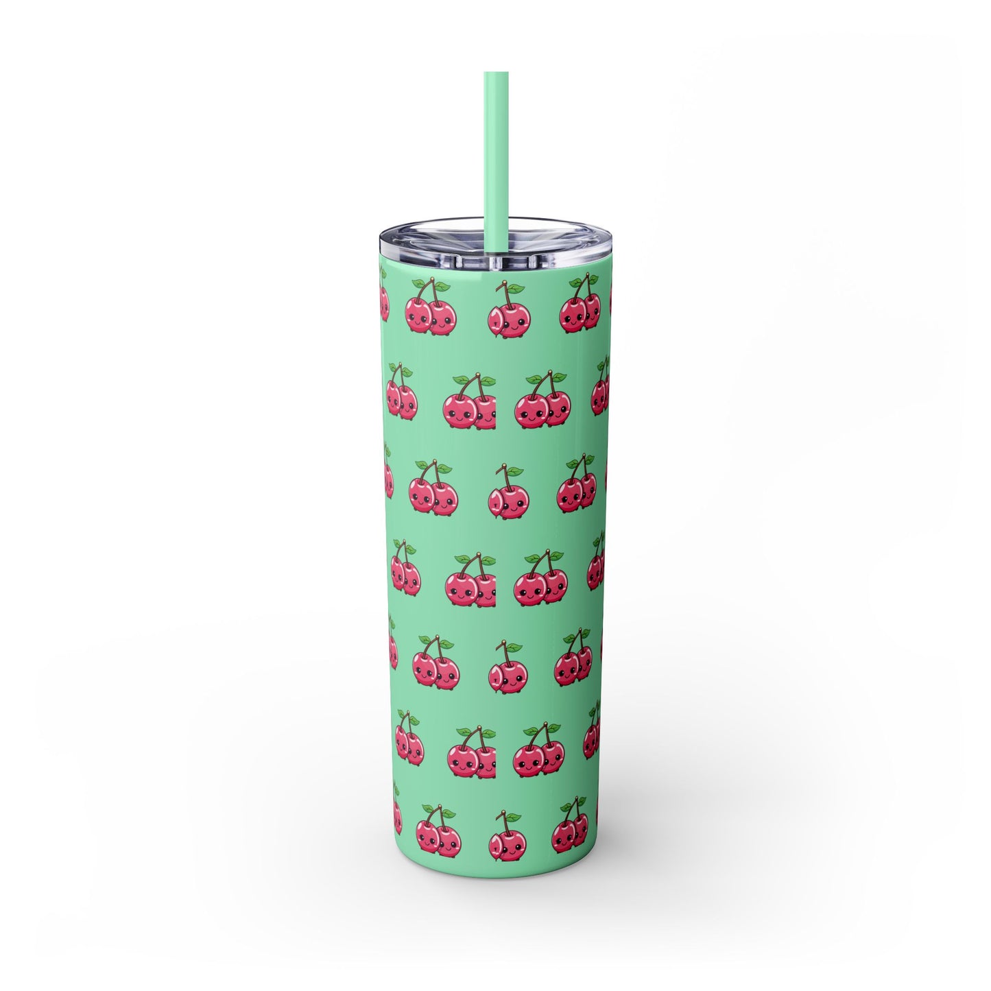Kawaii Cherry Skinny Tumbler with Straw, 20oz| Nefty Creations - Nefty Creations