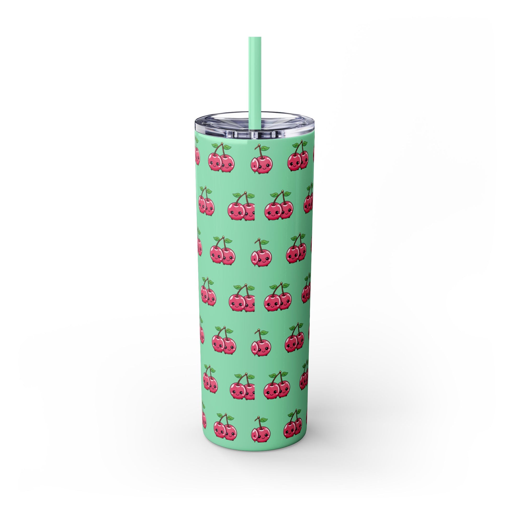 Kawaii Cherry Skinny Tumbler with Straw, 20oz| Nefty Creations - Nefty Creations