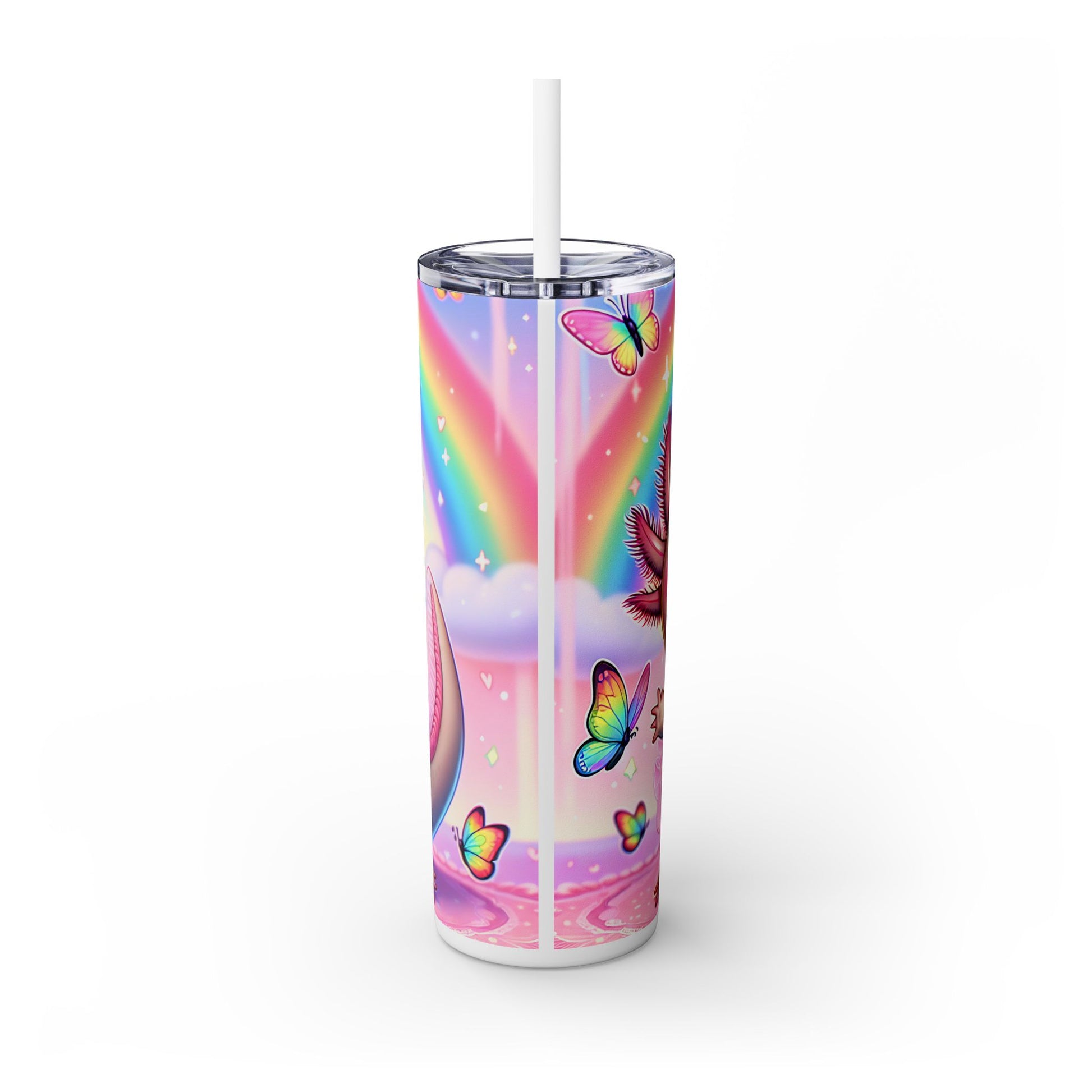 Axolotl Skinny Tumbler with Straw, 20oz - Nefty Creations