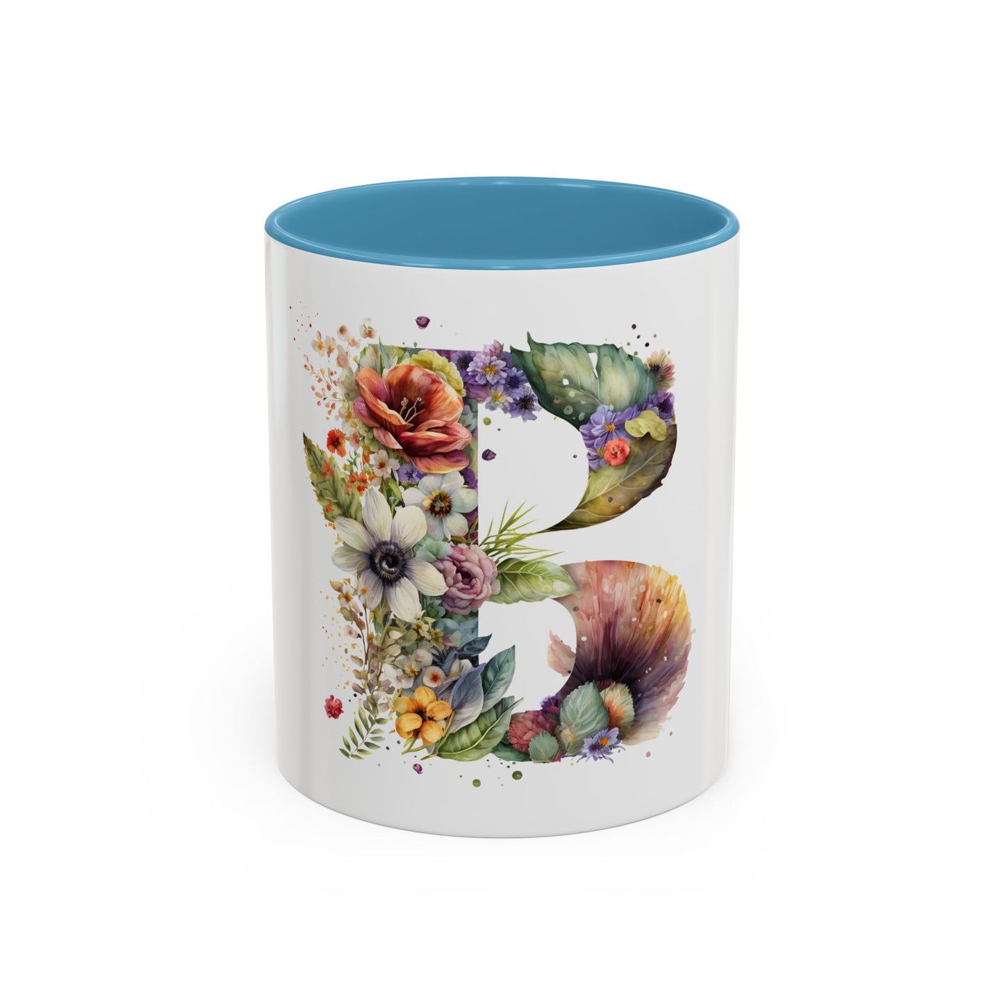 Personalized Floral Initial Coffee Mug - 11 oz & 15 oz