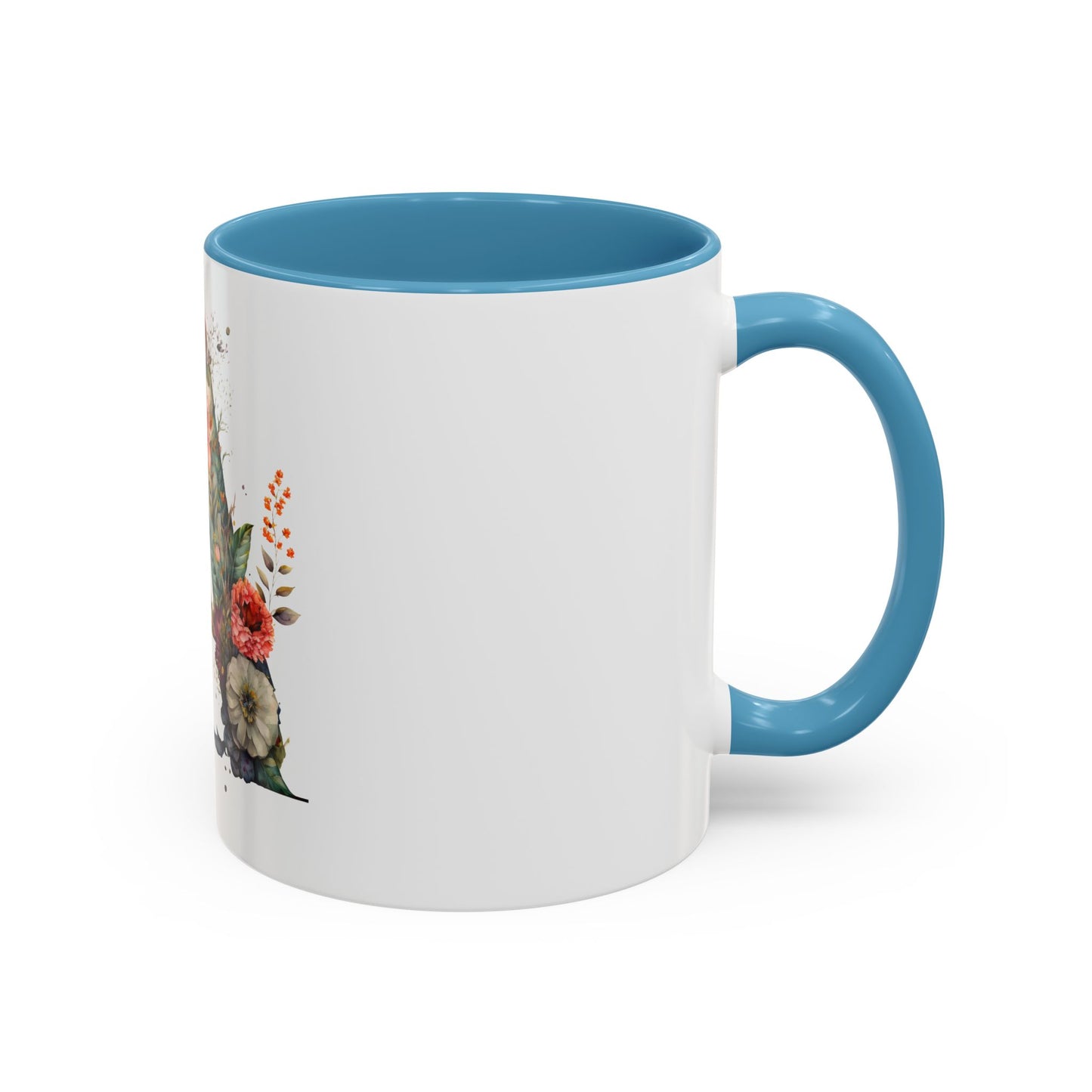 Personalized Floral Initial Coffee Mug - Custom 11/15oz Accent Mug for Gifts