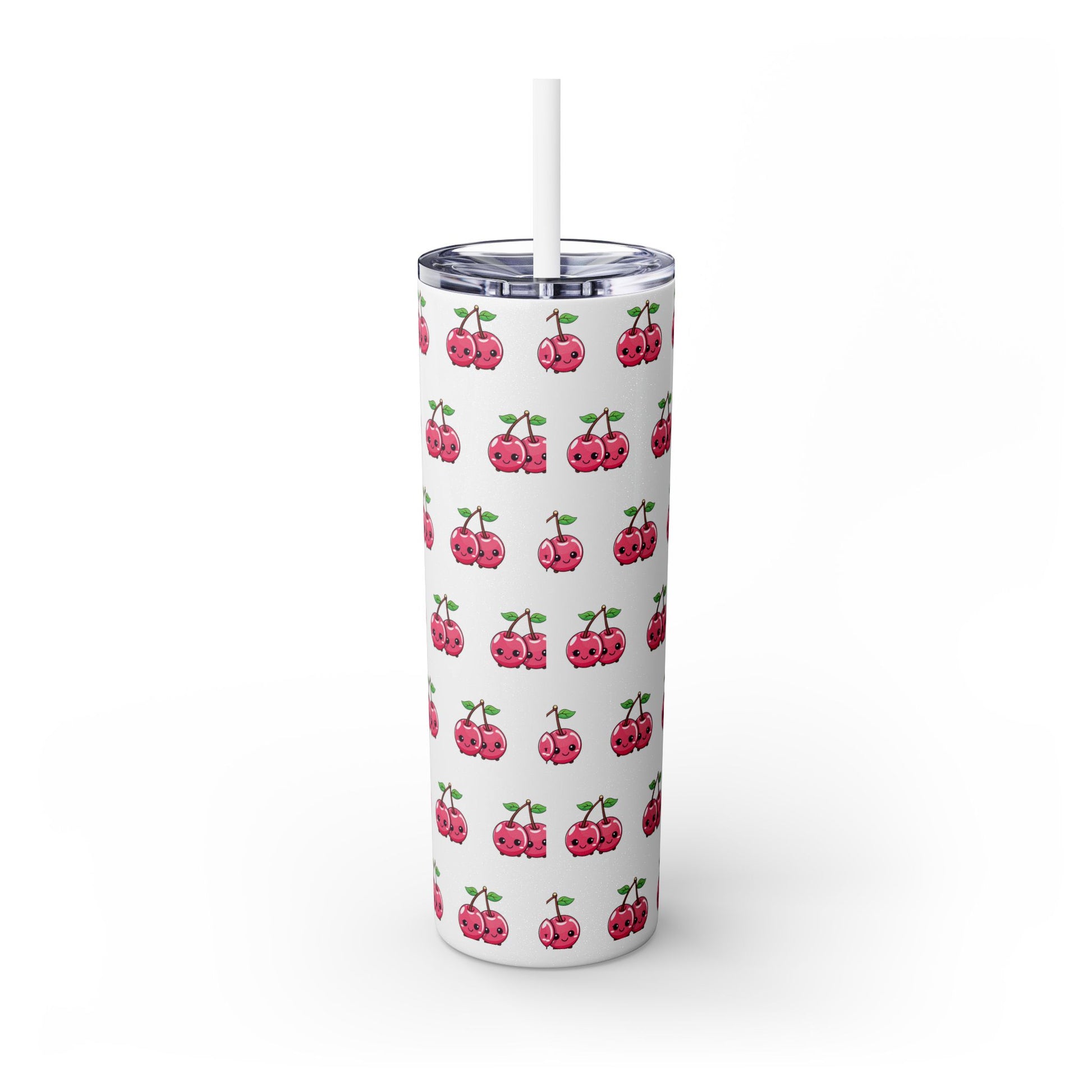 Kawaii Cherry Skinny Tumbler with Straw, 20oz| Nefty Creations - Nefty Creations