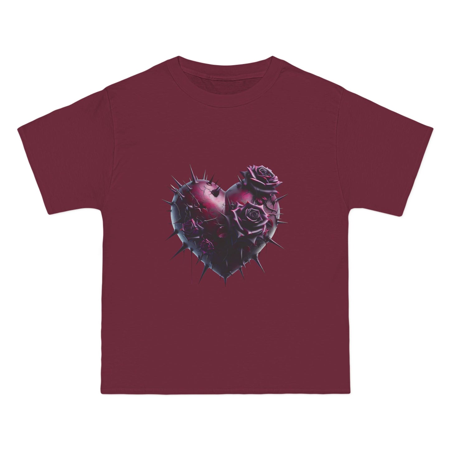 Edgy Heart Rose T-Shirt - Short Sleeve Beefy Tee for Unique Style - Nefty Creations