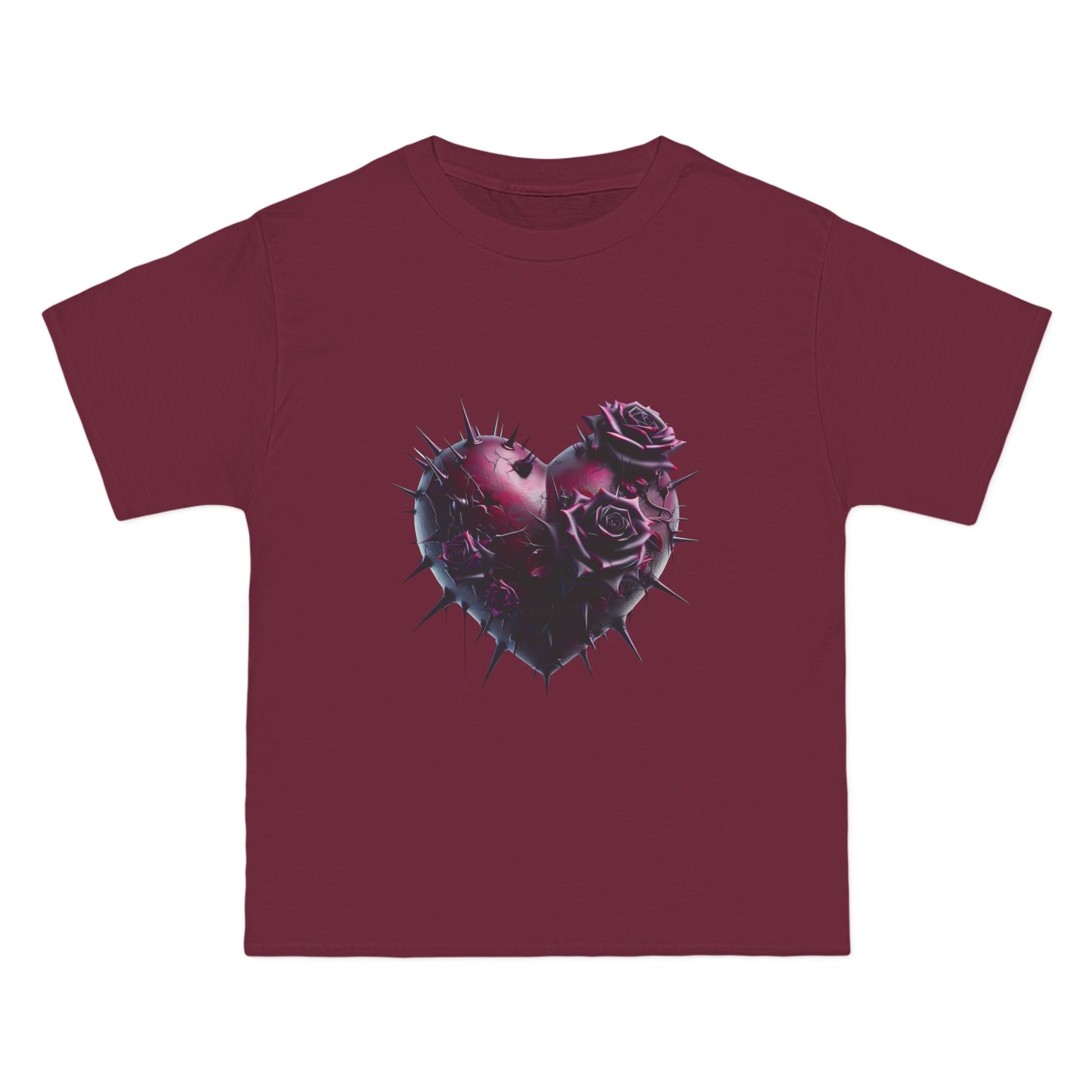 Edgy Heart Rose T-Shirt - Short Sleeve Beefy Tee for Unique Style - Nefty Creations
