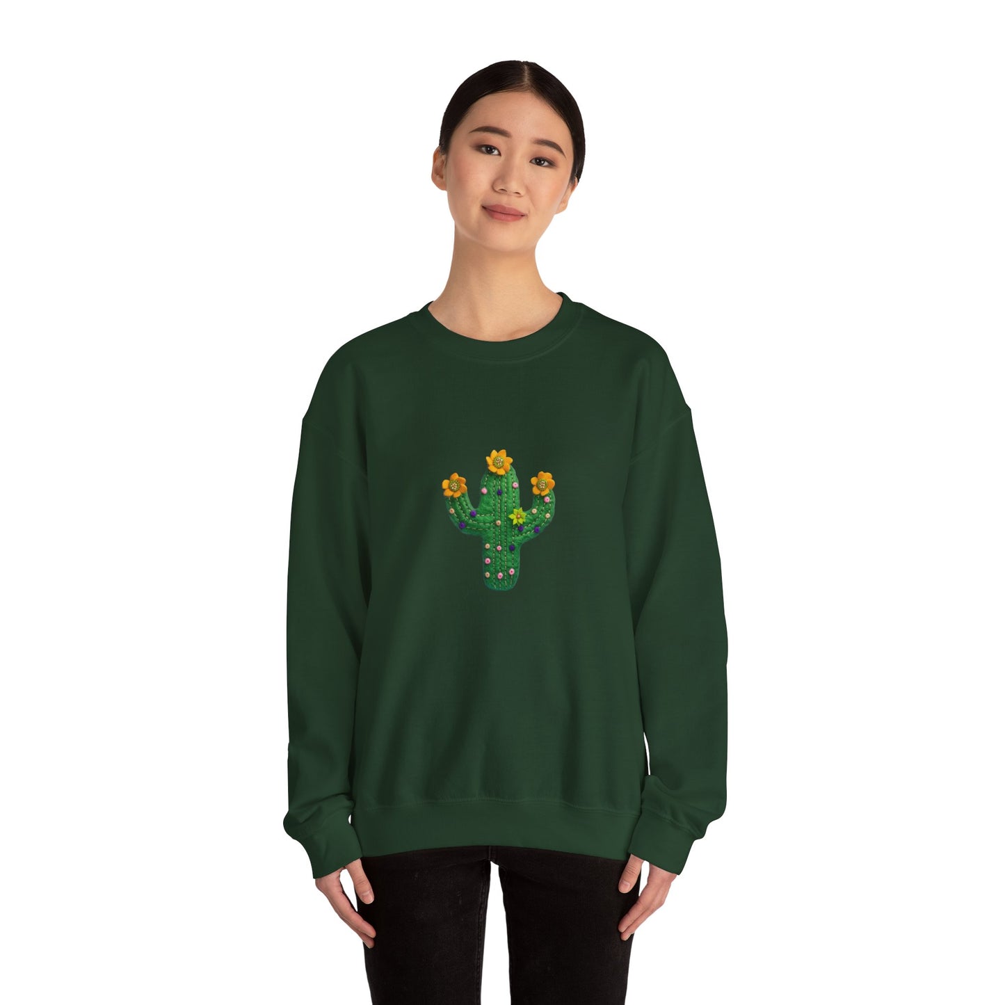 Cactus Vibes Unisex Crewneck Sweatshirt - Bright Orange Cozy Wear - Nefty Creations