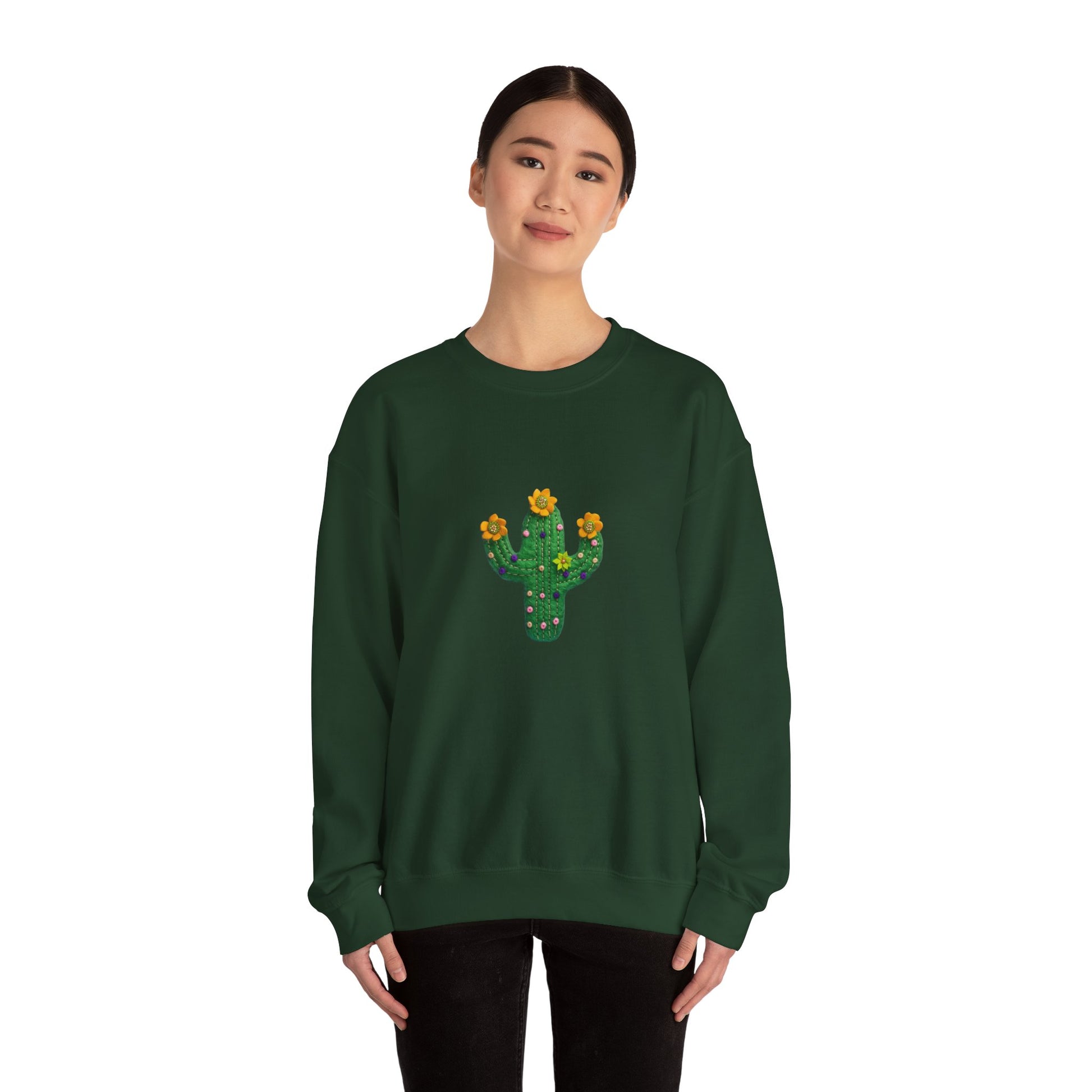Cactus Vibes Unisex Crewneck Sweatshirt - Bright Orange Cozy Wear - Nefty Creations