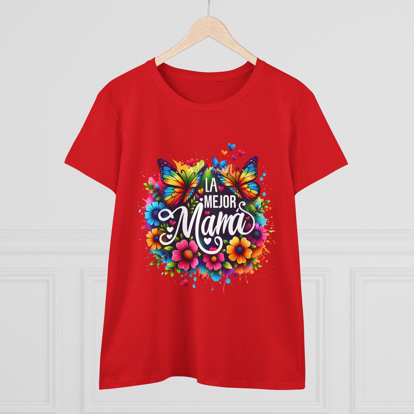 Colorful Butterfly Mom Tee - La Mejor Mama T-Shirt