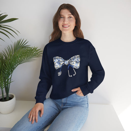 Floral Bow Stethoscope Sweatshirt | Cozy Medical Apparel for Healthcare Heroes - Nefty Creations