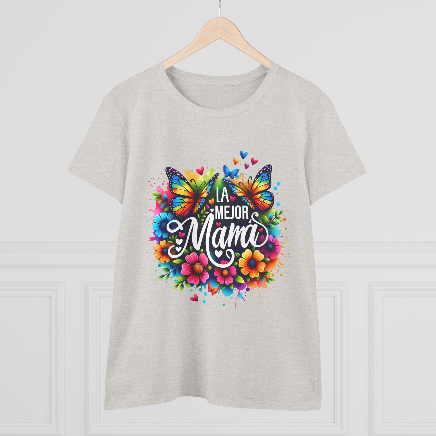Colorful Butterfly Mom Tee - La Mejor Mama T-Shirt