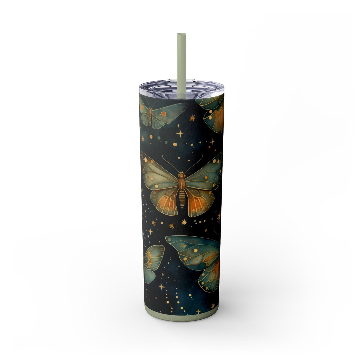 Enchanted Butterfly Tumbler, 20oz Skinny Tumbler with Straw, Floral Drinkware, Eco-Friendly Travel Mug, Perfect Gift for Nature Lovers,