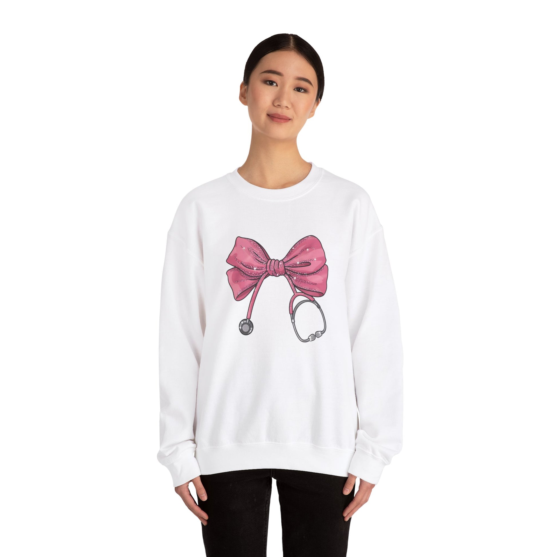 Nurse Life Crewneck Sweatshirt with Bow Design - Nefty Creations