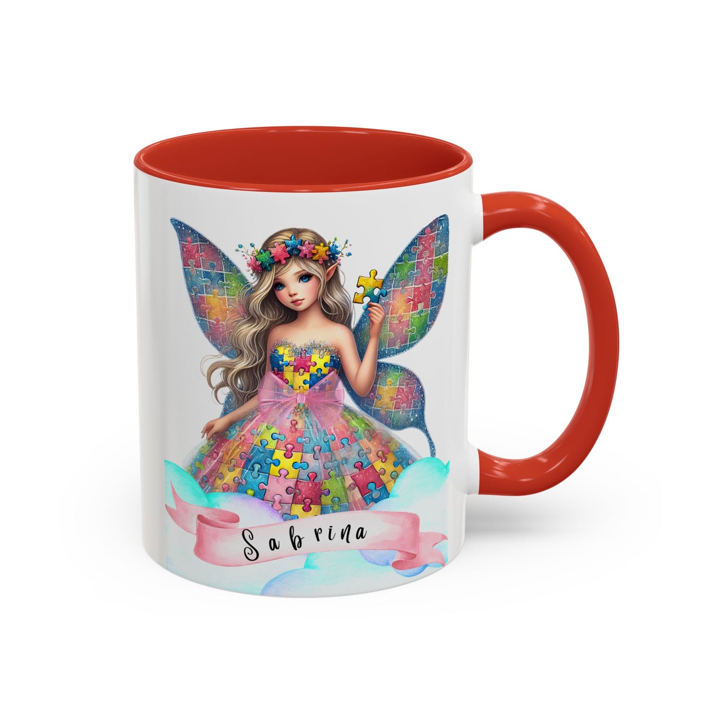 Colorful Fairy Personalized Coffee Mug, Girl autism, Unique Gift for Girls on the spectrum, Custom Name Drinkware,