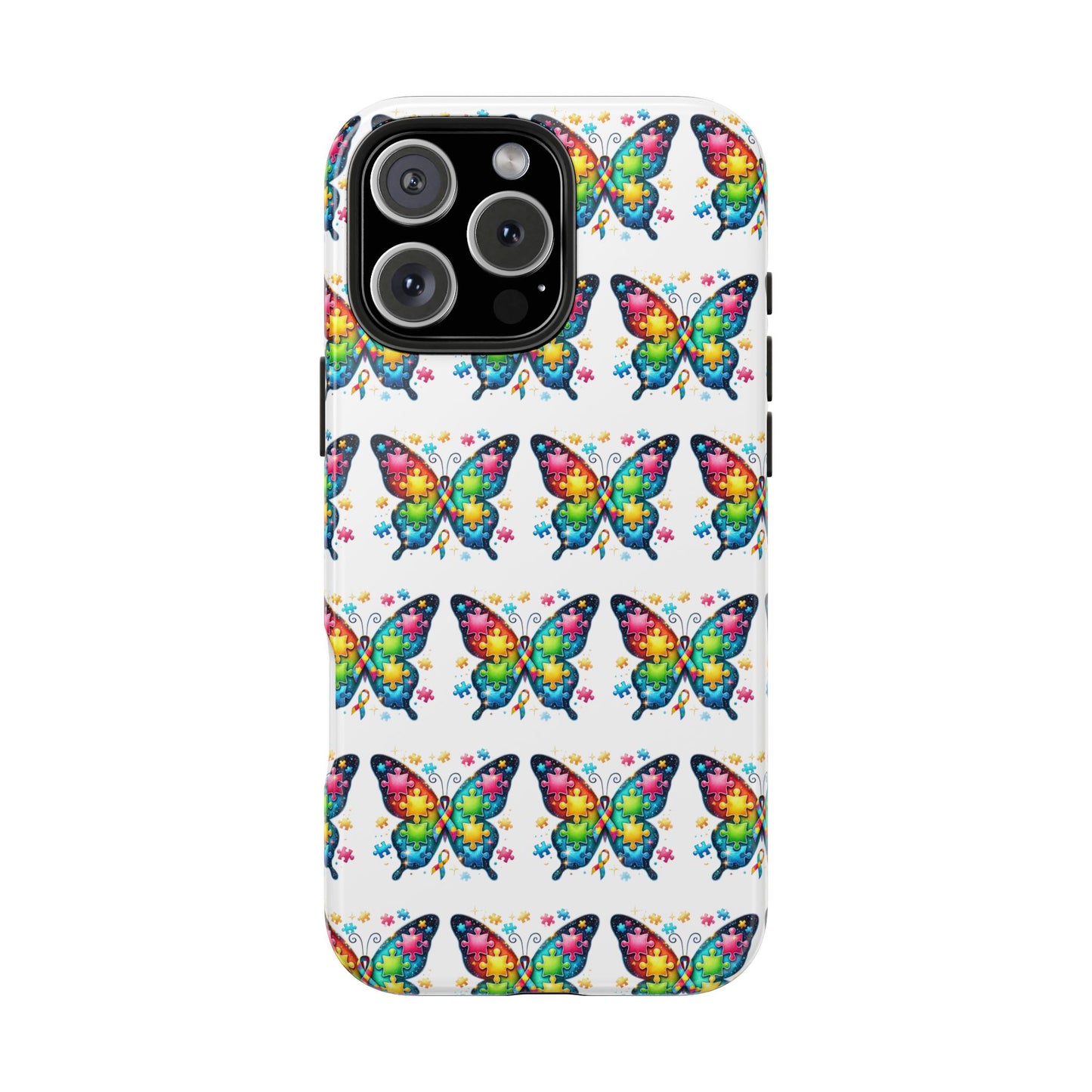 Colorful Butterfly Tough Phone Case - Durable Protection for Optimistic Souls- Autism Awareness