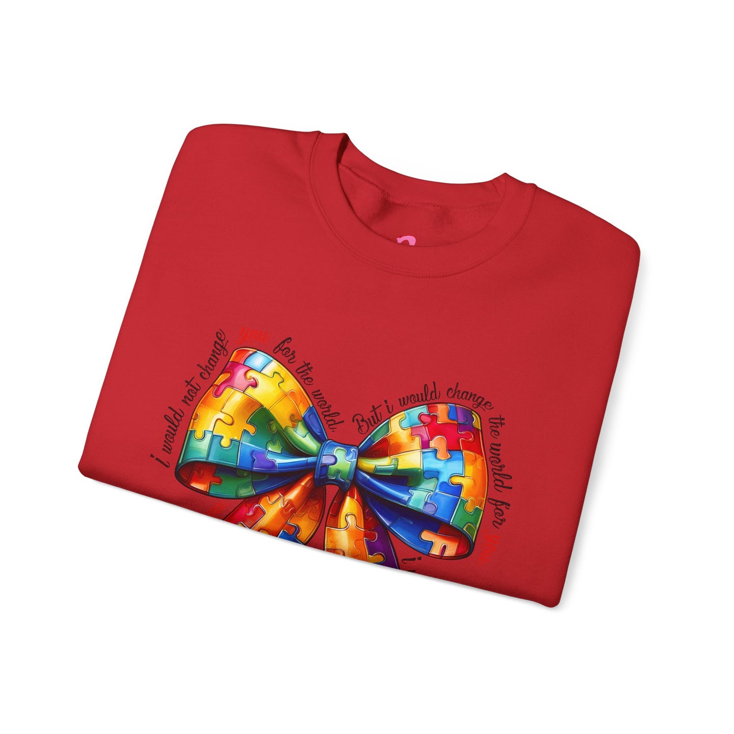 Colorful Puzzle Bow Sweatshirt - Autism Awareness Unisex Sweatshirt - Nefty Creations