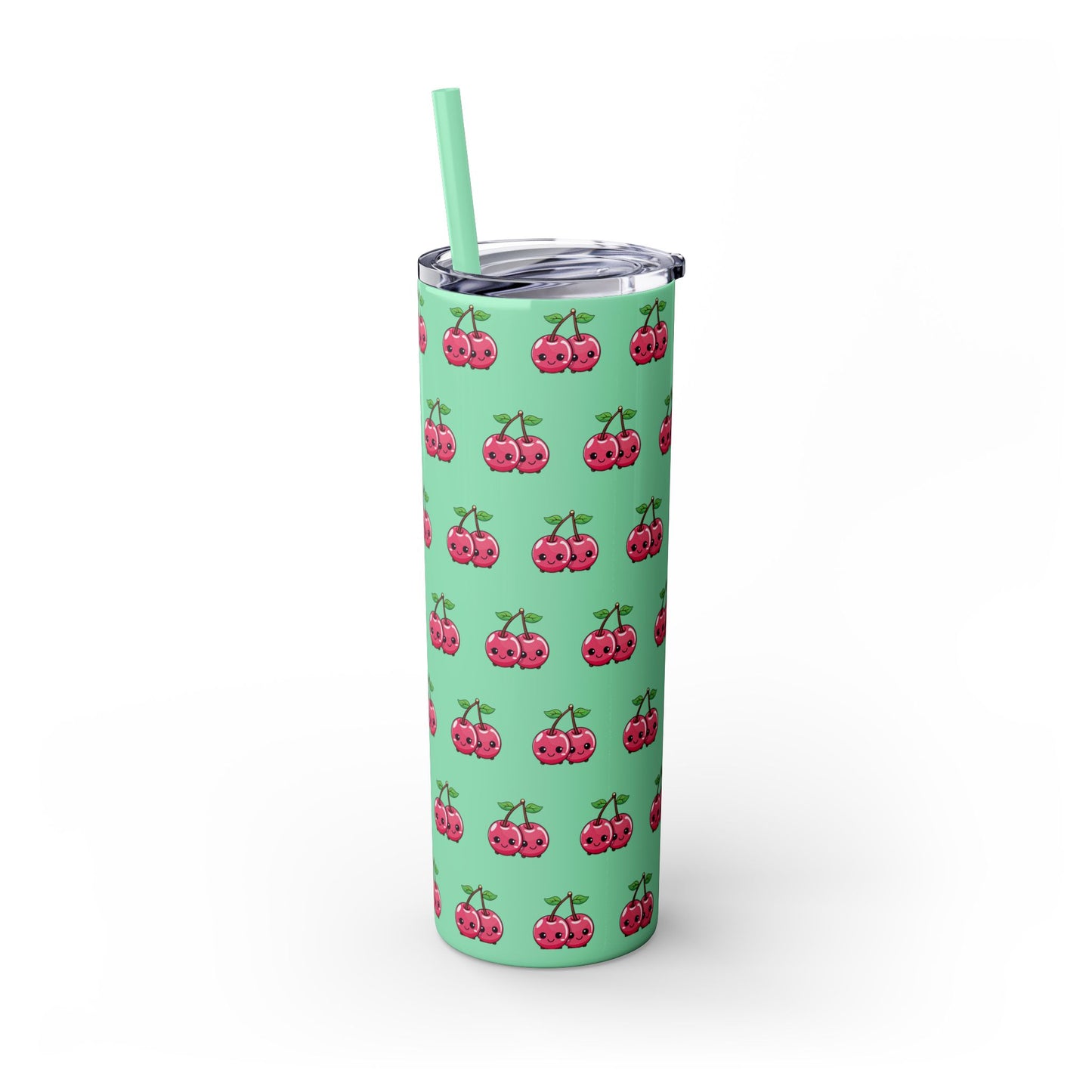 Kawaii Cherry Skinny Tumbler with Straw, 20oz| Nefty Creations - Nefty Creations