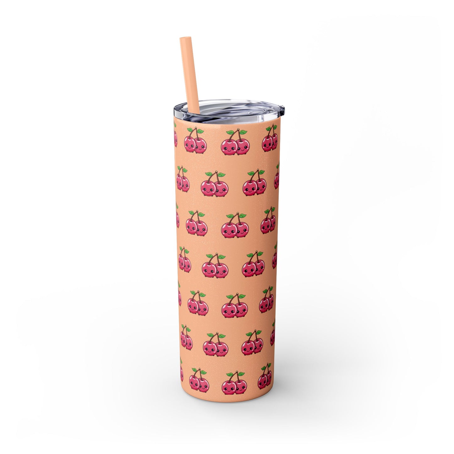 Kawaii Cherry Skinny Tumbler with Straw, 20oz| Nefty Creations - Nefty Creations