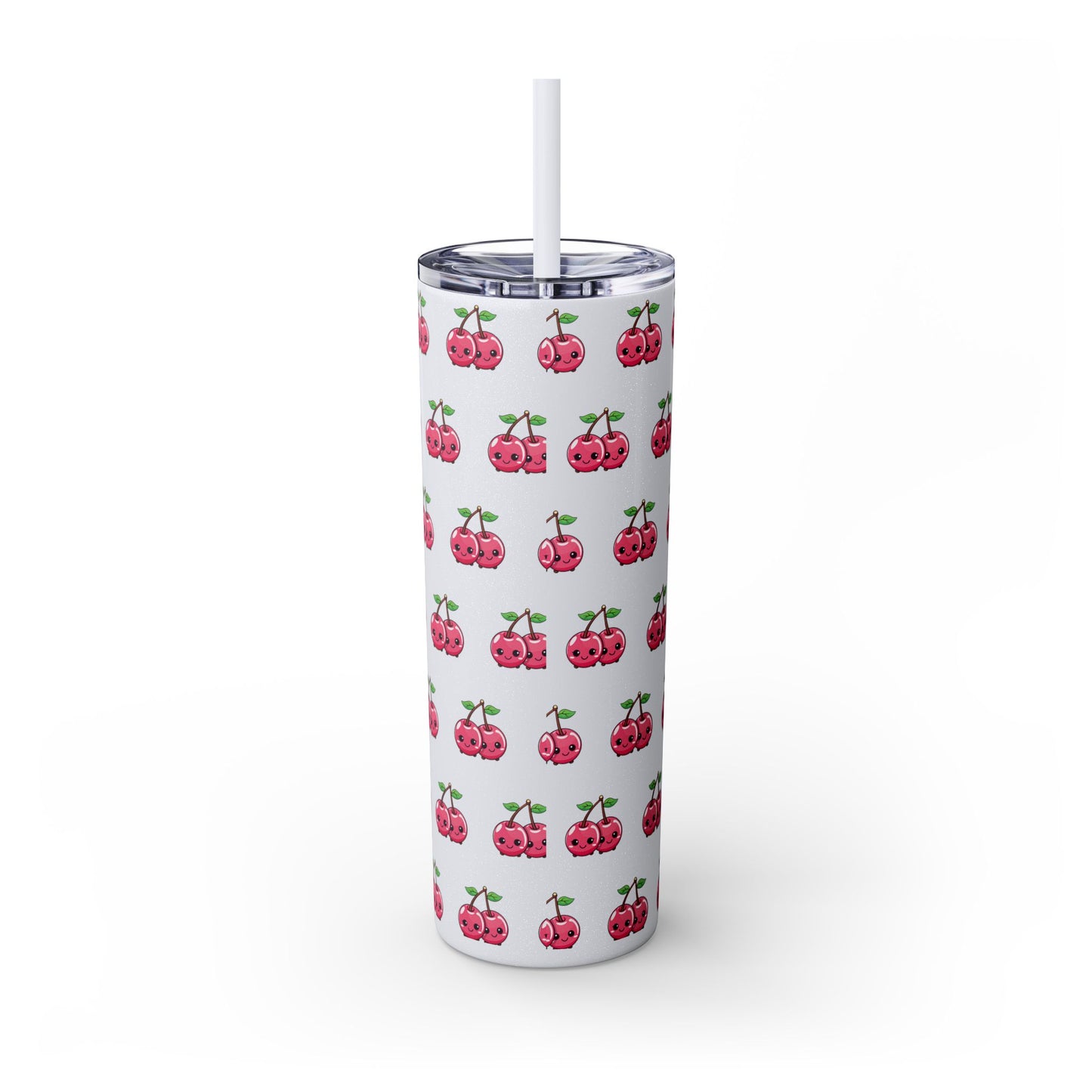 Kawaii Cherry Skinny Tumbler with Straw, 20oz| Nefty Creations - Nefty Creations