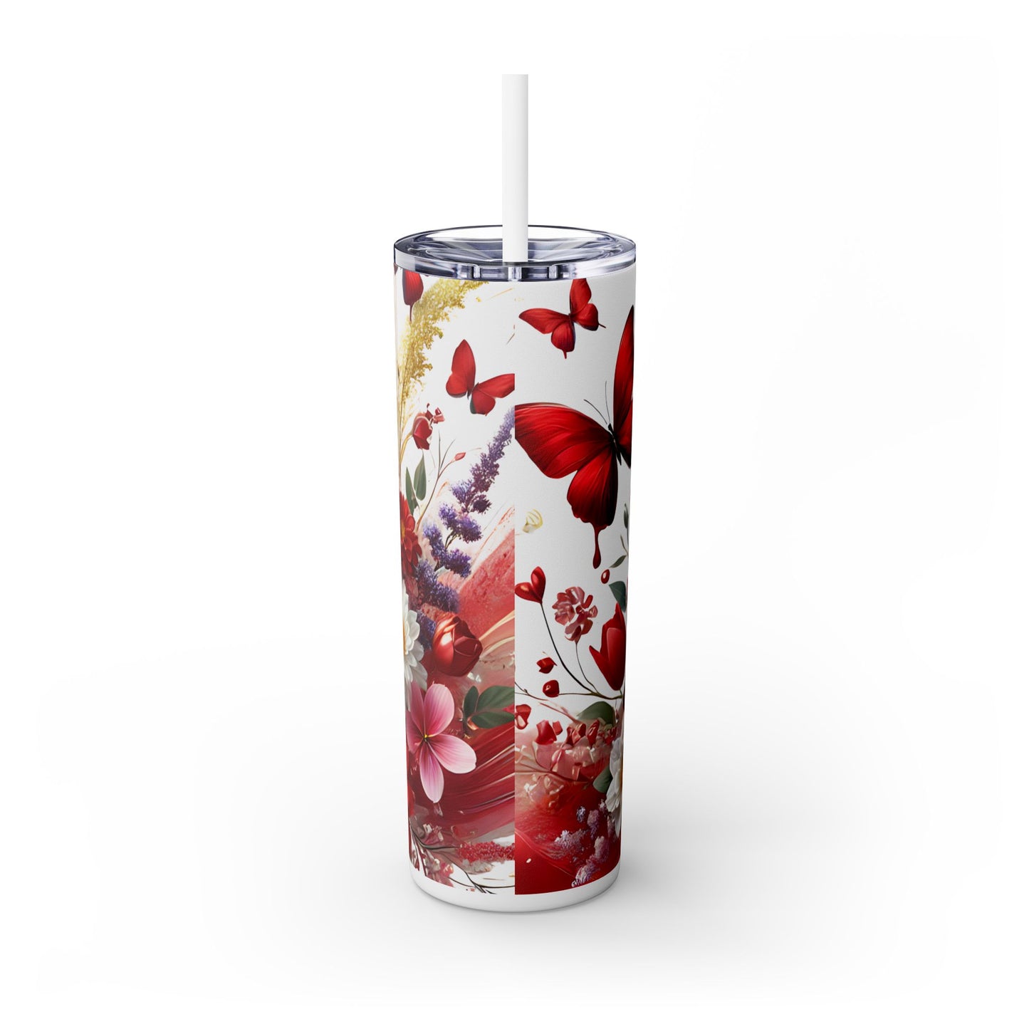 Red Butterfly Skinny Tumbler 20oz| Nefty Creations