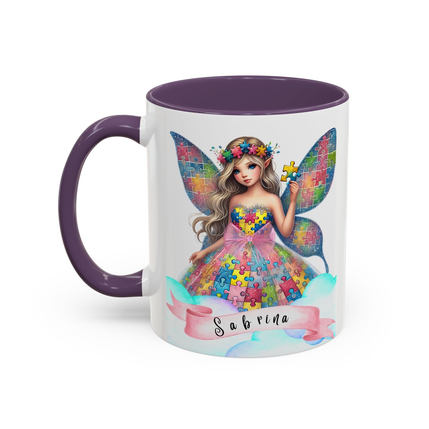 Colorful Fairy Personalized Coffee Mug, Girl autism, Unique Gift for Girls on the spectrum, Custom Name Drinkware,