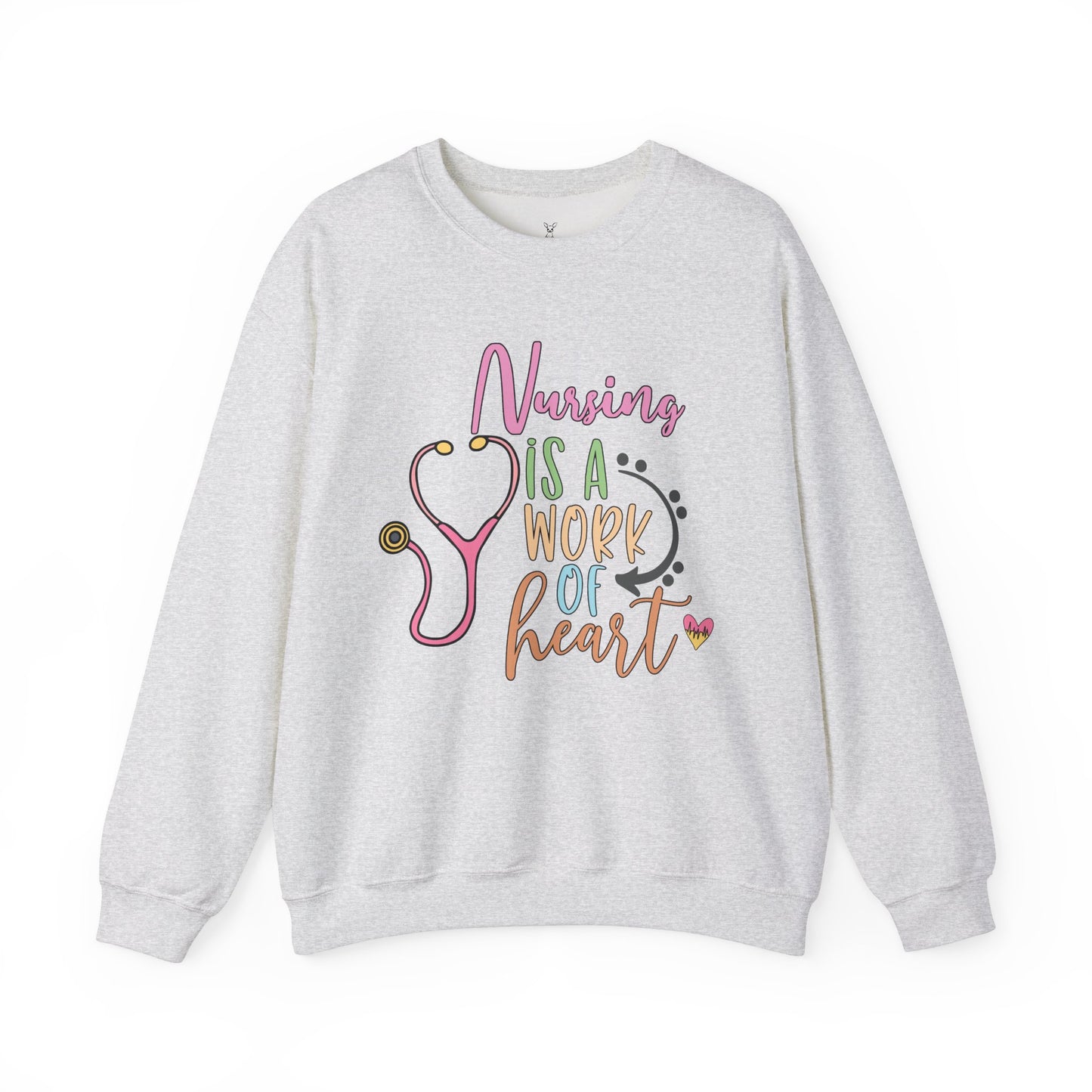 Nursing is a Work of Heart Crewneck Sweatshirt - Unisex Heavy Blend™ - Nefty Creations