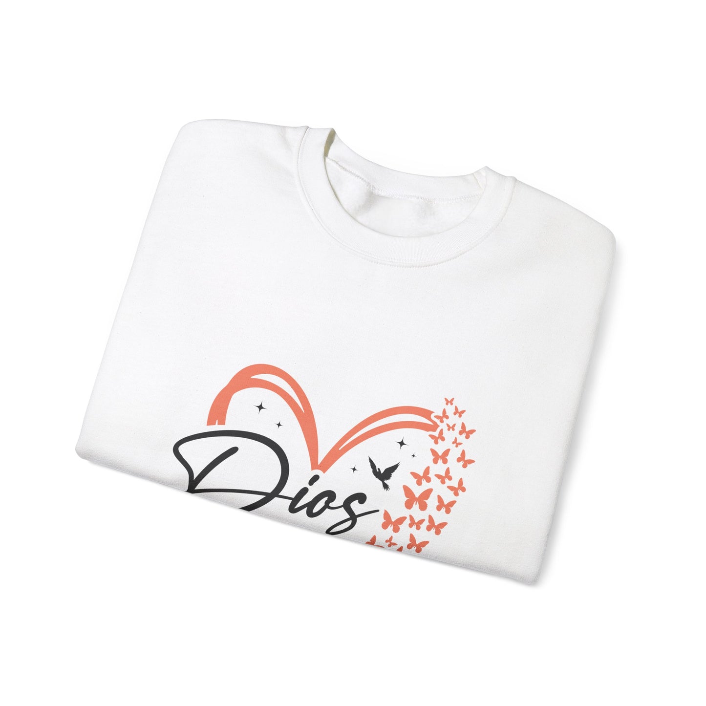 Dios es Bueno Heart Sweatshirt | Unisex Heavy Blend™ Crewneck - Nefty Creations