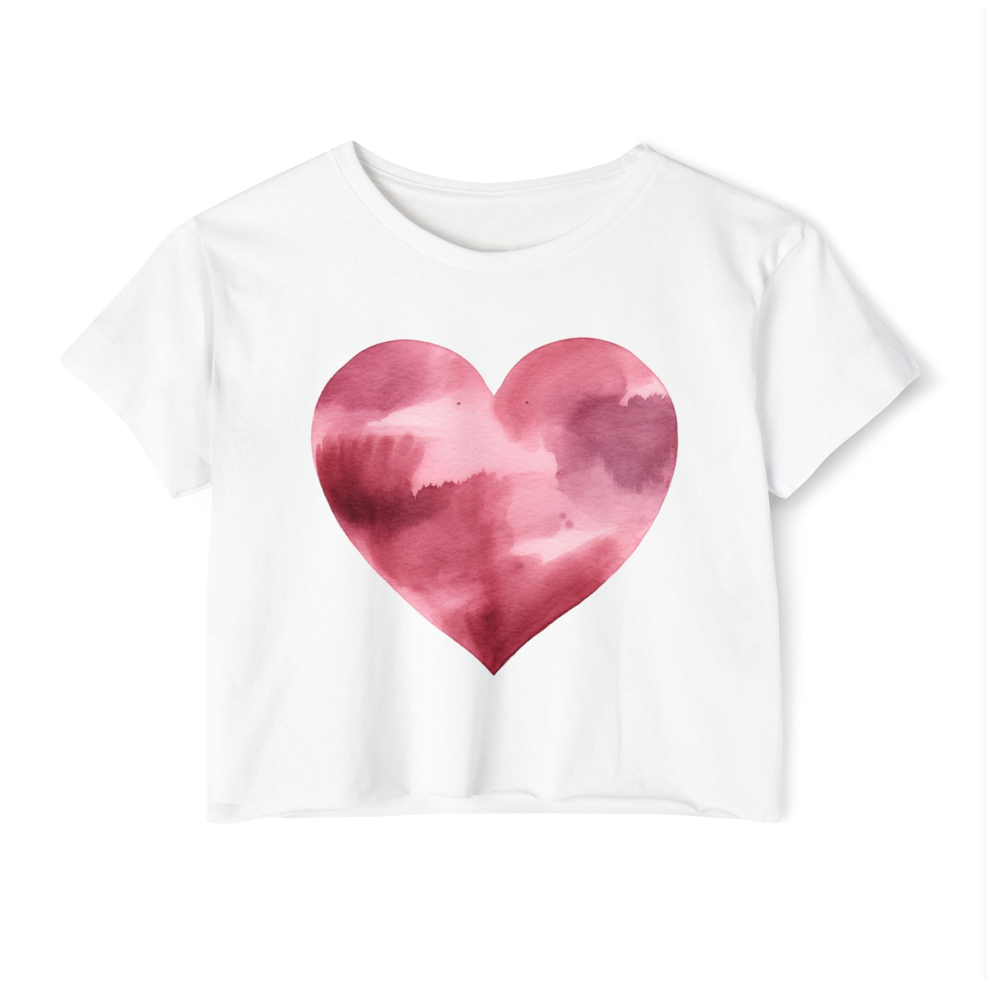 Women's Heart Watercolor Festival Crop Top - Cute Tee for Concerts and Celebrations - Nefty Creations