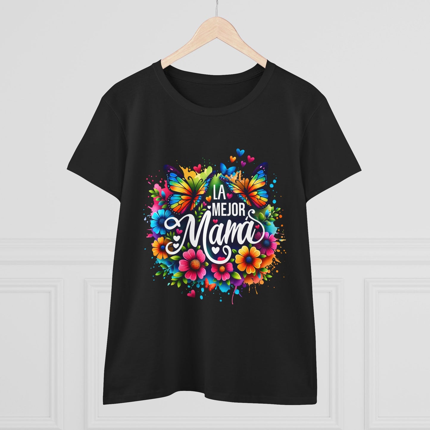 Colorful Butterfly Mom Tee - La Mejor Mama T-Shirt