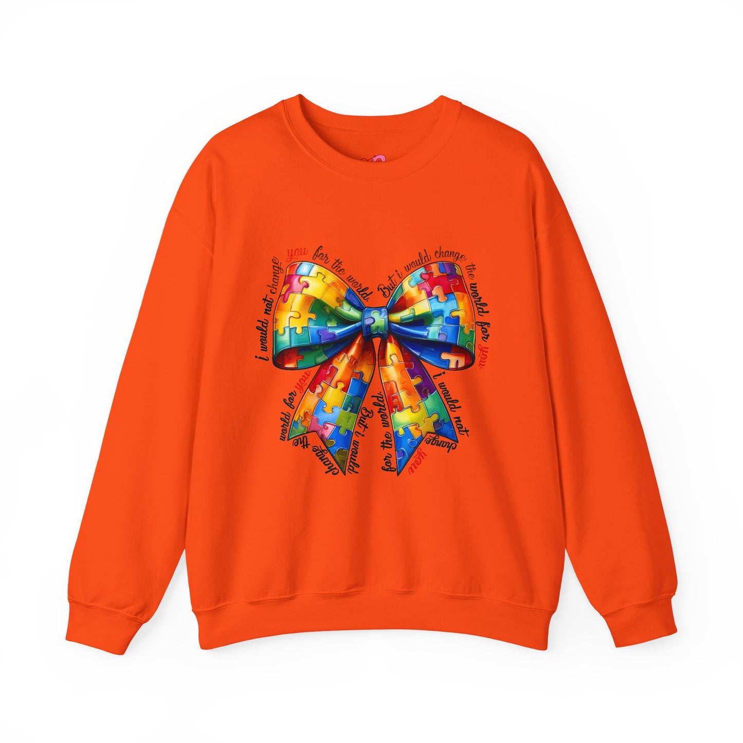 Colorful Puzzle Bow Sweatshirt - Autism Awareness Unisex Sweatshirt - Nefty Creations