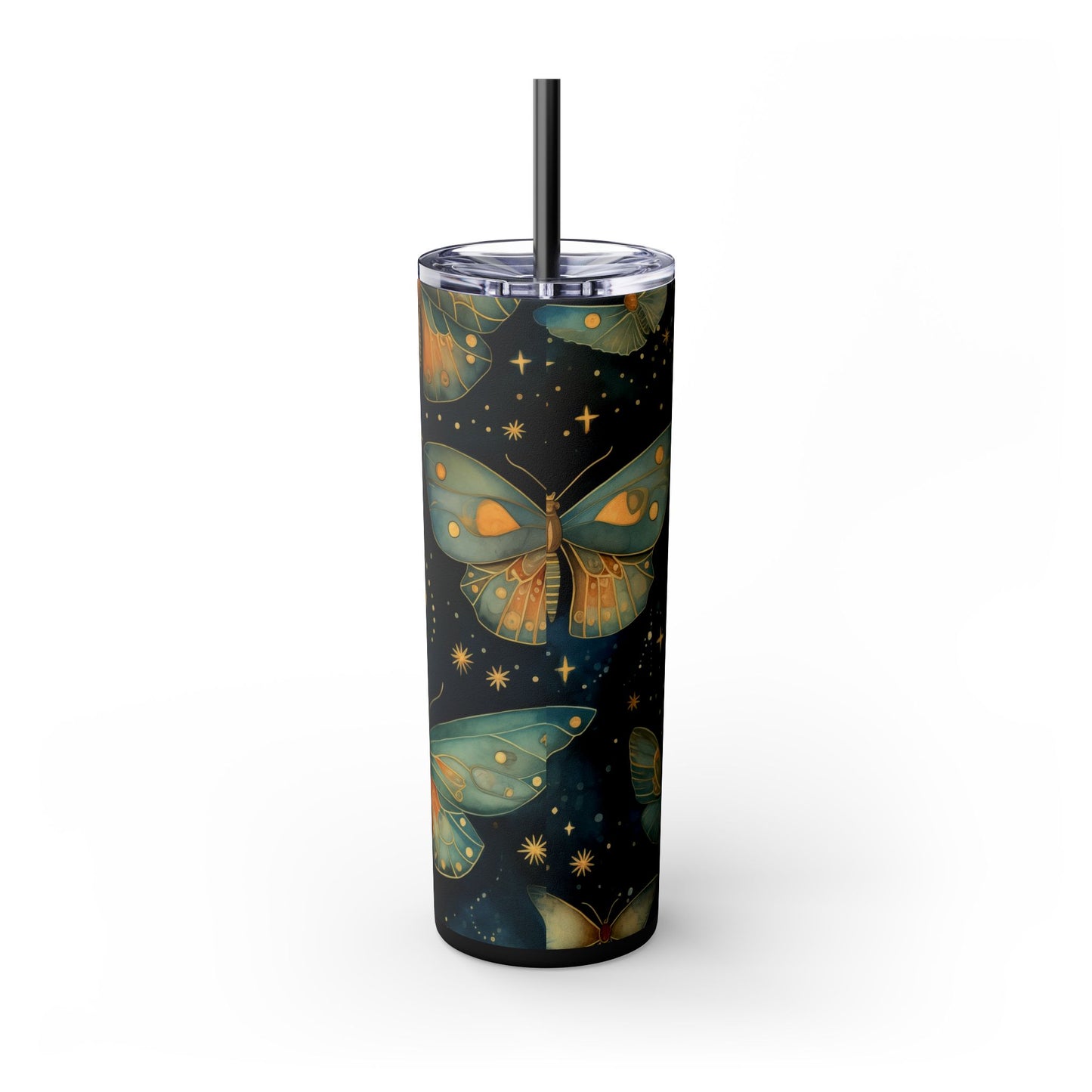 Enchanted Butterfly Tumbler, 20oz Skinny Tumbler with Straw, Floral Drinkware, Eco-Friendly Travel Mug, Perfect Gift for Nature Lovers,