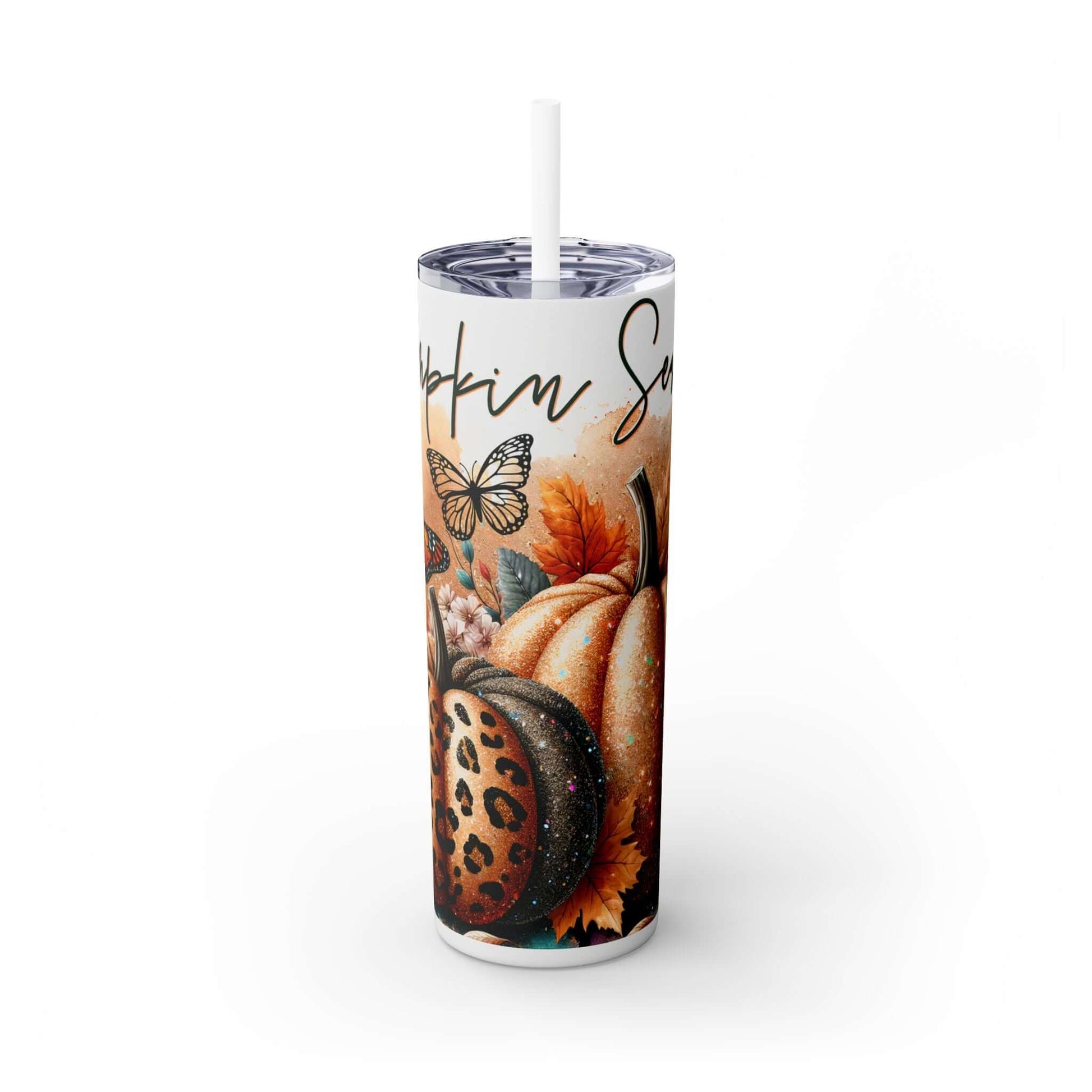 Glitter Fall Skinny Tumbler with Straw, 20oz| Nefty Creations - Nefty Creations