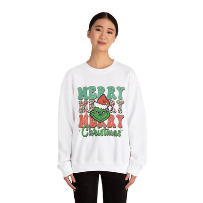 Merry Grinchmas Crewneck Sweatshirt - Festive Holiday Sweater for Christmas Celebrations - Nefty Creations