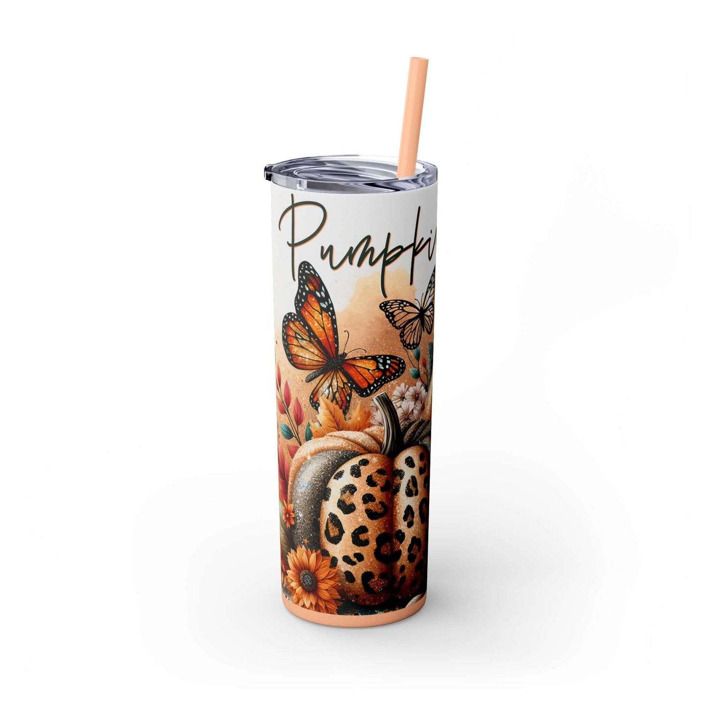 Glitter Fall Skinny Tumbler with Straw, 20oz| Nefty Creations - Nefty Creations