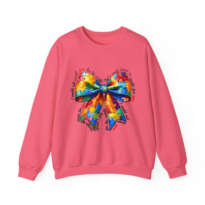 Colorful Puzzle Bow Sweatshirt - Autism Awareness Unisex Sweatshirt - Nefty Creations