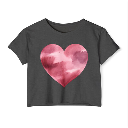 Women's Heart Watercolor Festival Crop Top - Cute Tee for Concerts and Celebrations - Nefty Creations