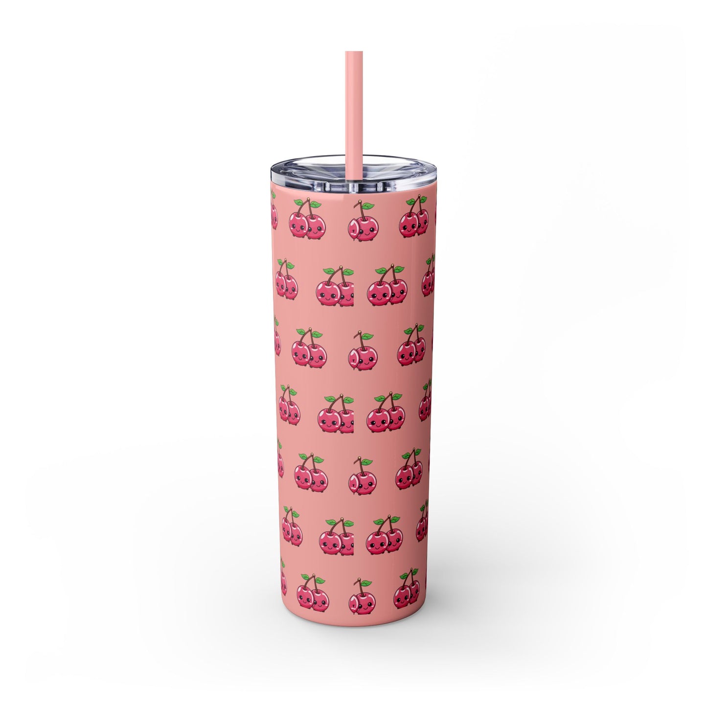 Kawaii Cherry Skinny Tumbler with Straw, 20oz| Nefty Creations - Nefty Creations