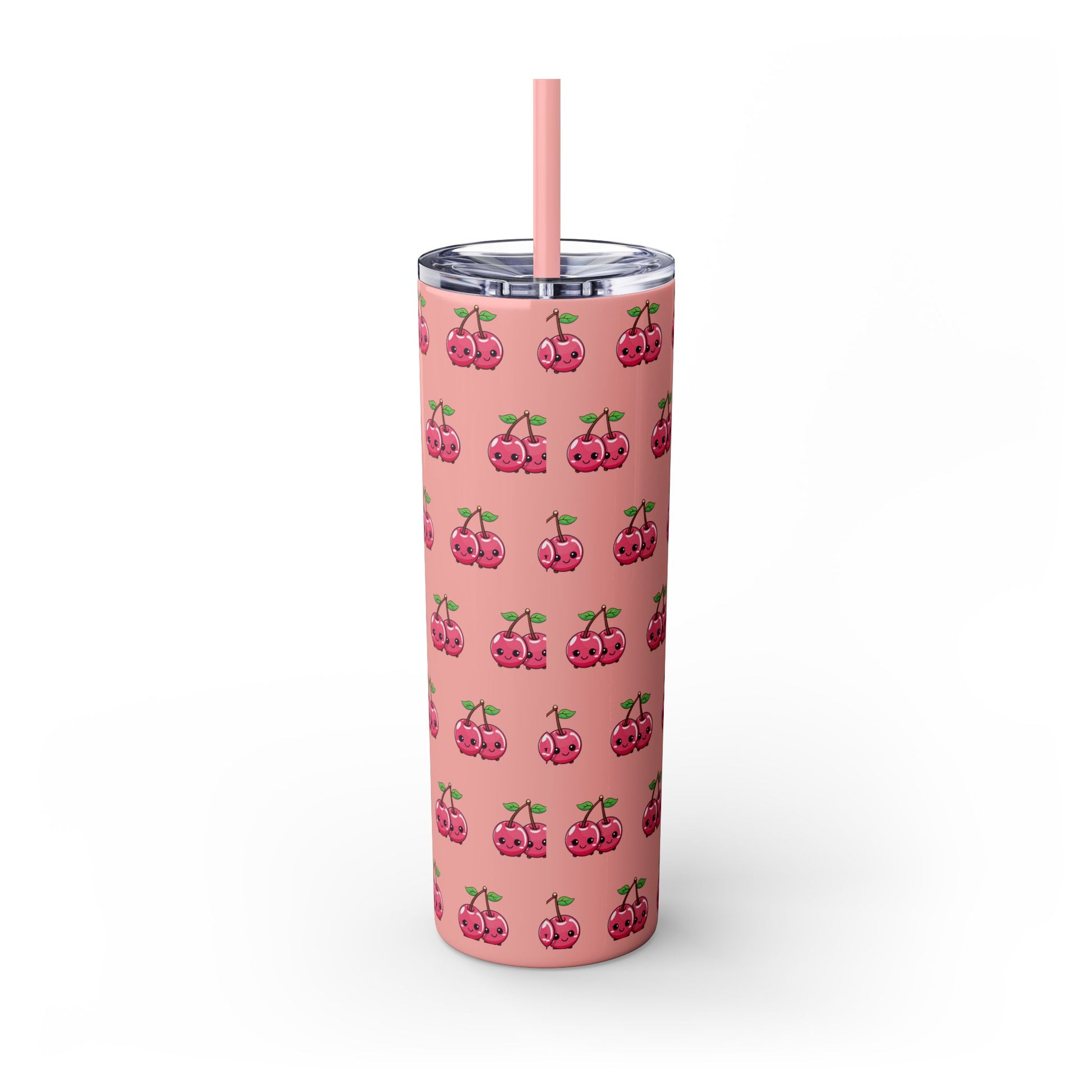 Kawaii Cherry Skinny Tumbler with Straw, 20oz| Nefty Creations - Nefty Creations