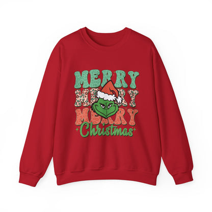 Merry Grinchmas Crewneck Sweatshirt - Festive Holiday Sweater for Christmas Celebrations - Nefty Creations