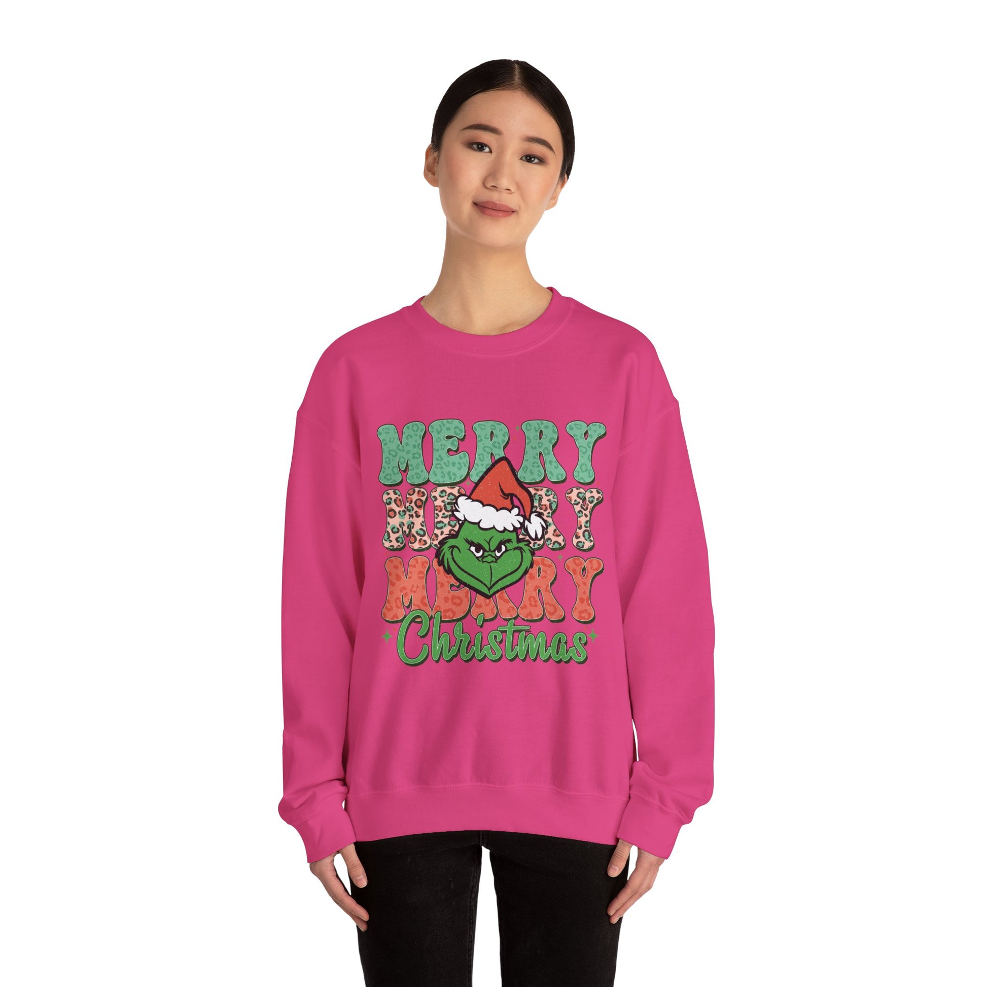 Merry Grinchmas Crewneck Sweatshirt - Festive Holiday Sweater for Christmas Celebrations - Nefty Creations