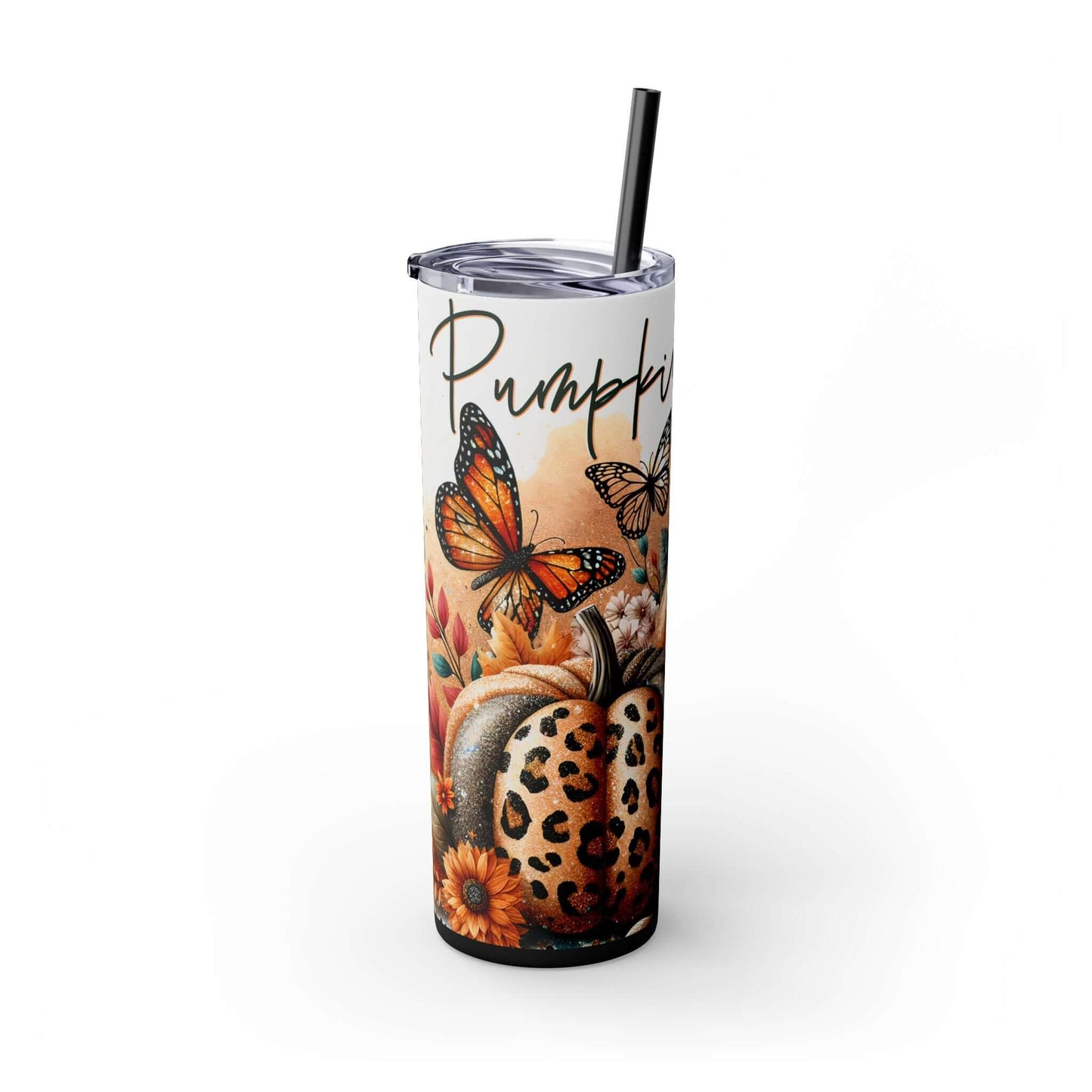Glitter Fall Skinny Tumbler with Straw, 20oz| Nefty Creations - Nefty Creations