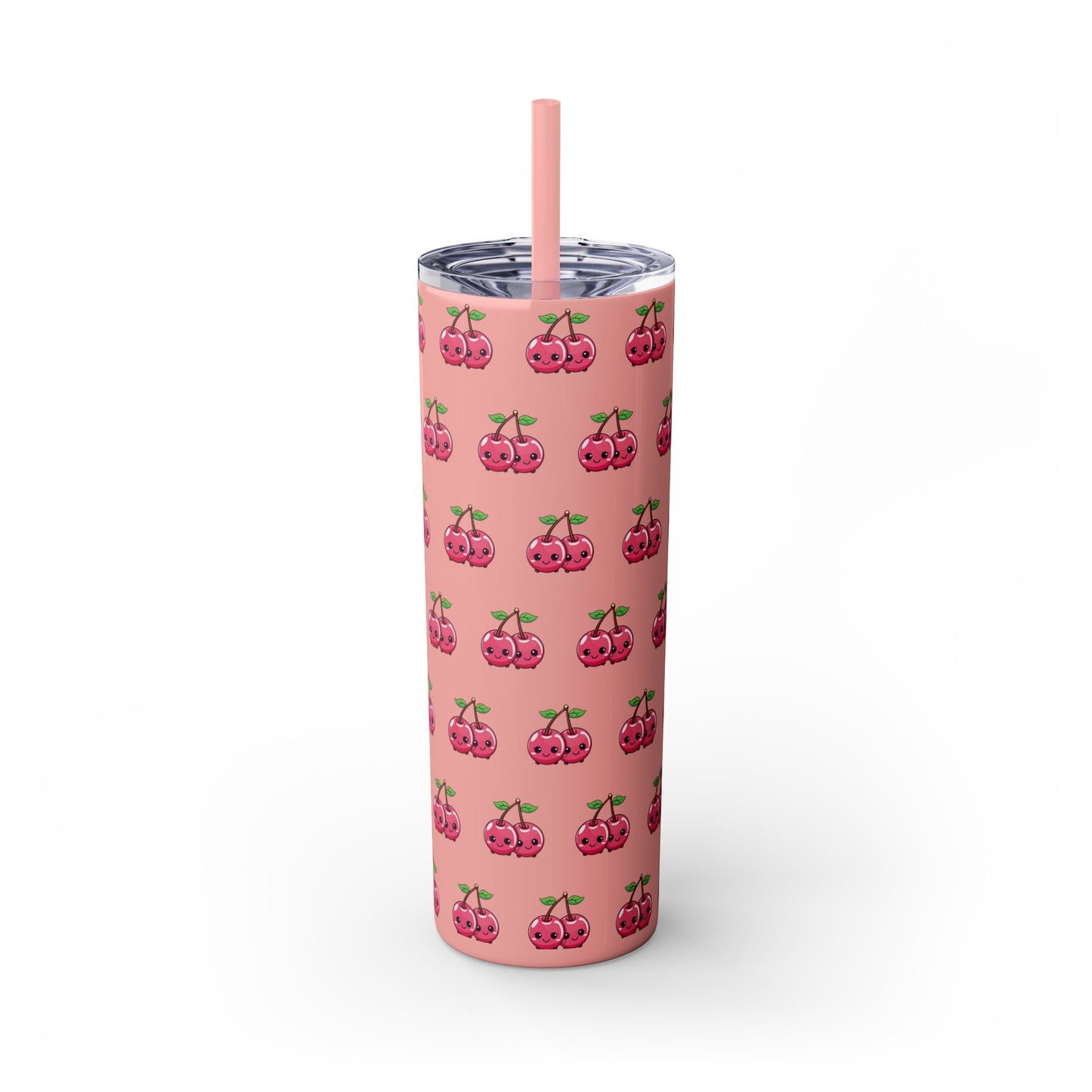 Kawaii Cherry Skinny Tumbler with Straw, 20oz| Nefty Creations - Nefty Creations