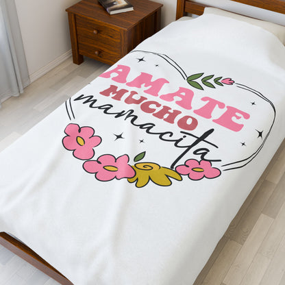 Amate Mucho Mamacita Velveteen Plush Blanket - Cozy Affirmation Decor - Nefty Creations