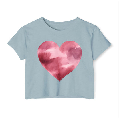 Women's Heart Watercolor Festival Crop Top - Cute Tee for Concerts and Celebrations - Nefty Creations