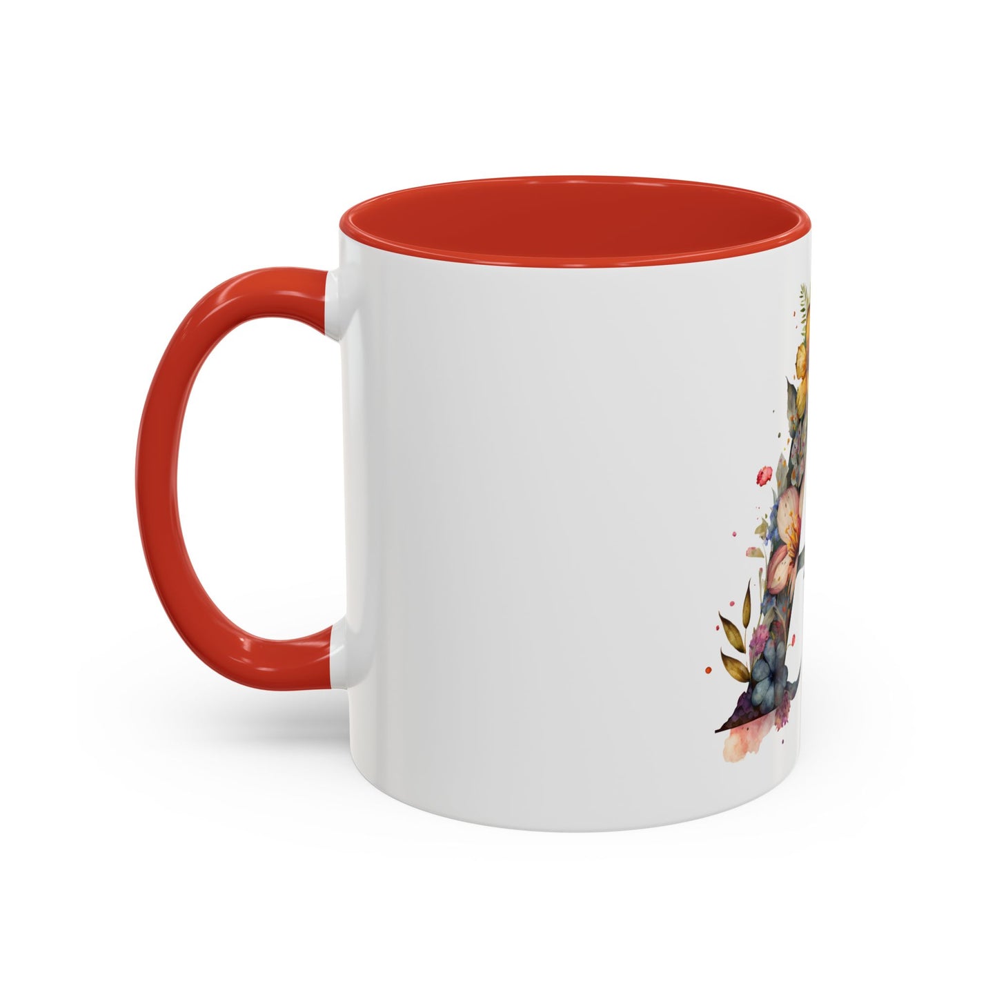Personalized Floral Initial Coffee Mug - Custom 11/15oz Accent Mug for Gifts