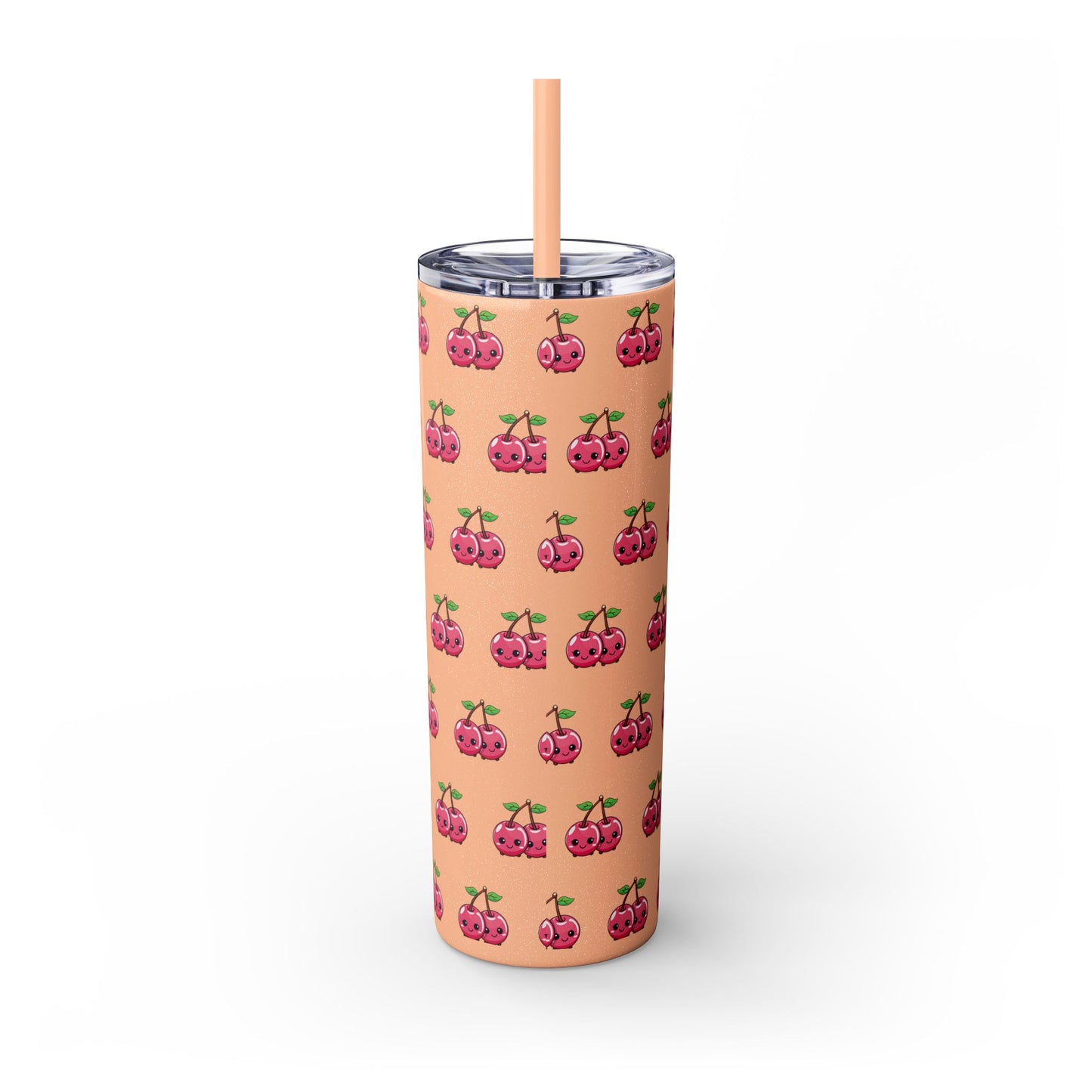 Kawaii Cherry Skinny Tumbler with Straw, 20oz| Nefty Creations - Nefty Creations