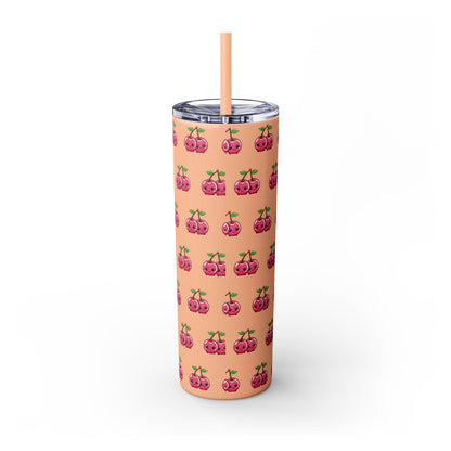 Kawaii Cherry Skinny Tumbler with Straw, 20oz| Nefty Creations - Nefty Creations