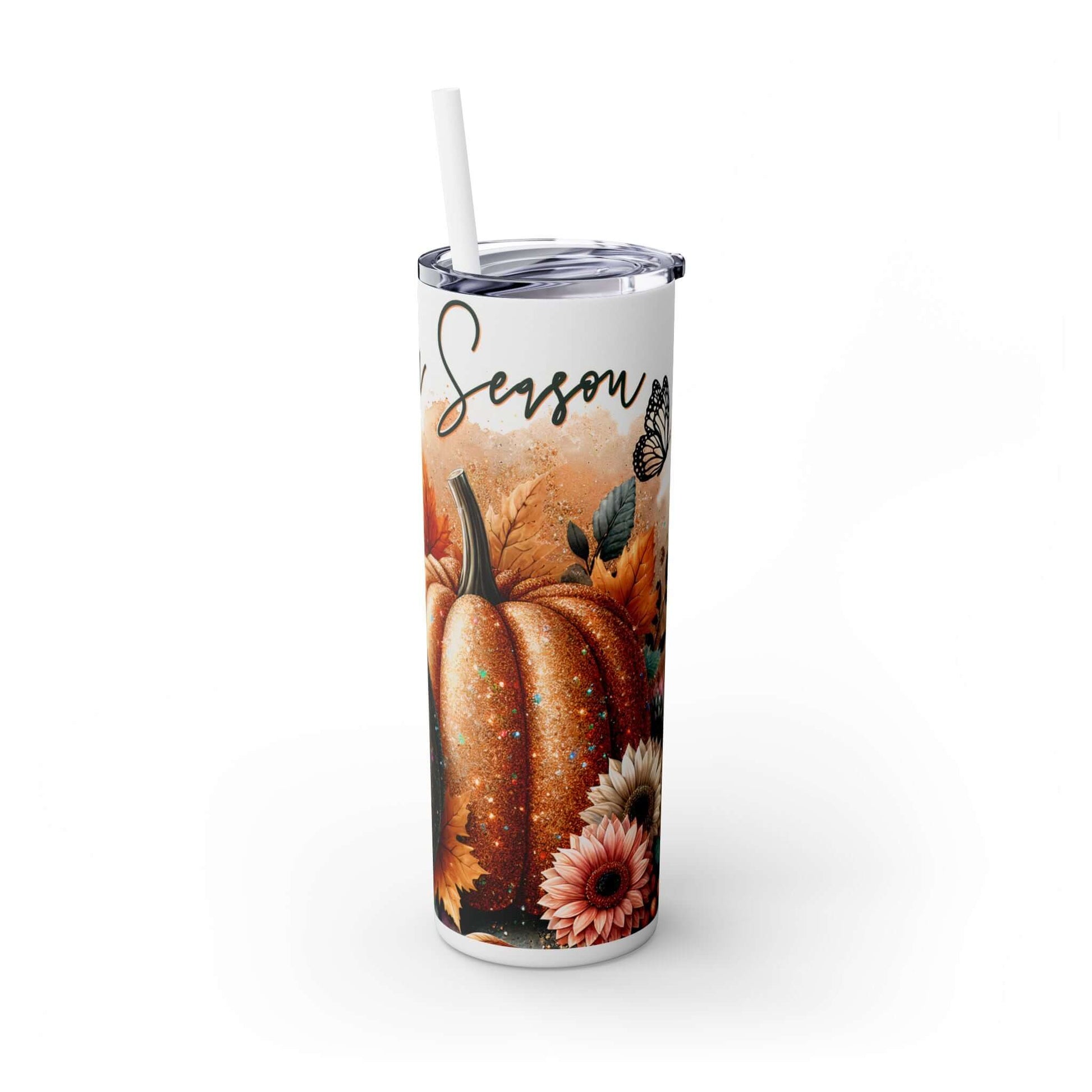 Glitter Fall Skinny Tumbler with Straw, 20oz| Nefty Creations - Nefty Creations