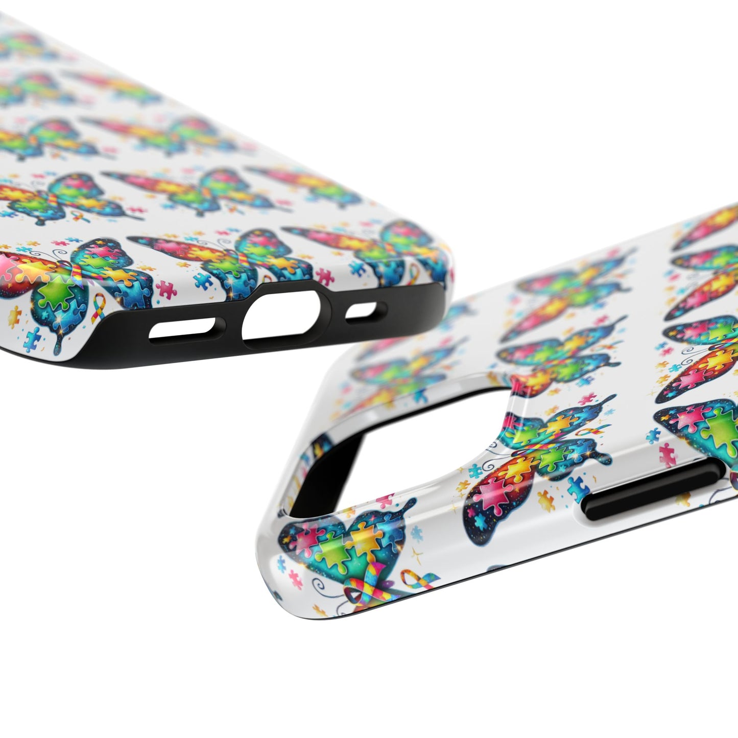 Colorful Butterfly Tough Phone Case - Durable Protection for Optimistic Souls- Autism Awareness